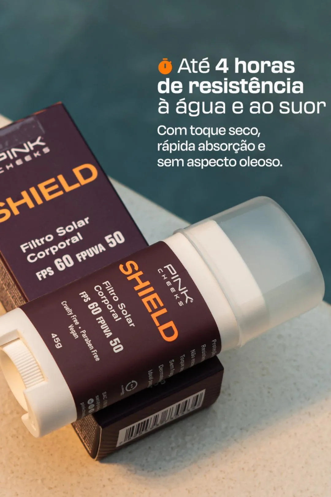 Protetor solar Shield Bastão - 45g - FPS 60/FPUVA 50 - Pink Cheeks