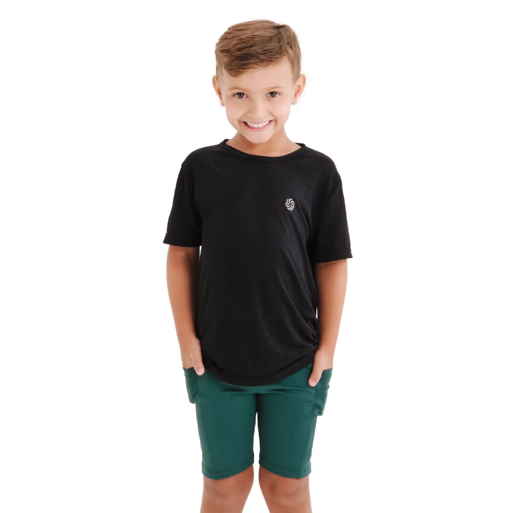 Bermuda de compressão com bolsos infantil total emana masculina folha