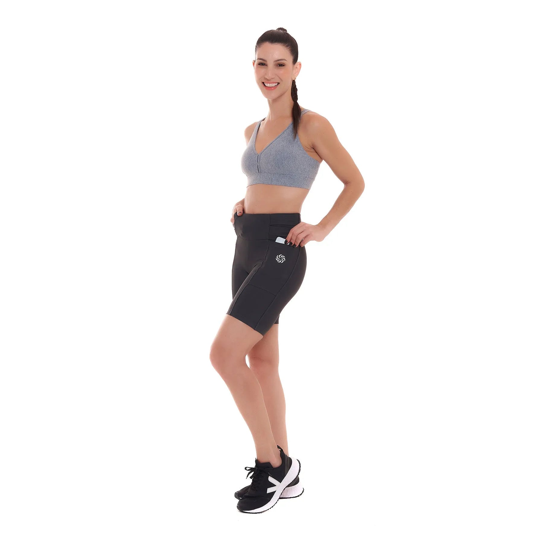 Bermuda de Compressão com Multibolsos Grafite