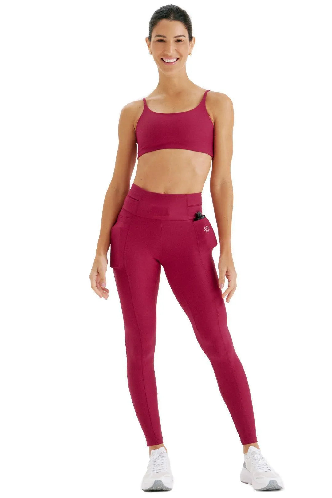 Calça de Compressão com Multibolsos Aloeskin Cereja