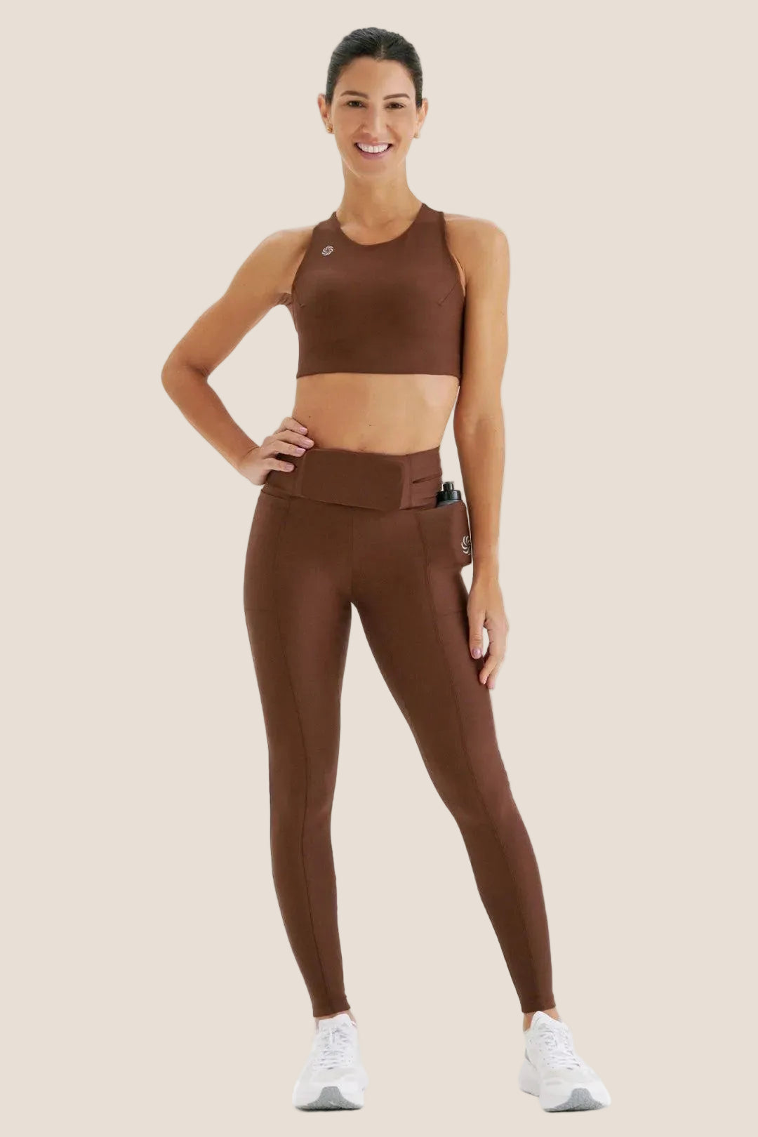 Calça de Compressão com Multibolsos Total Emana Café