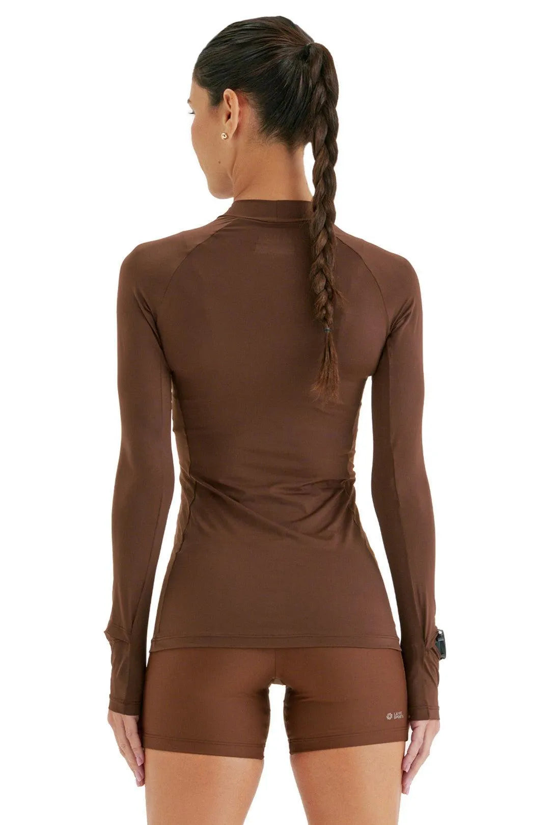 Camisa UV Manga Longa Fluida Abertura Café