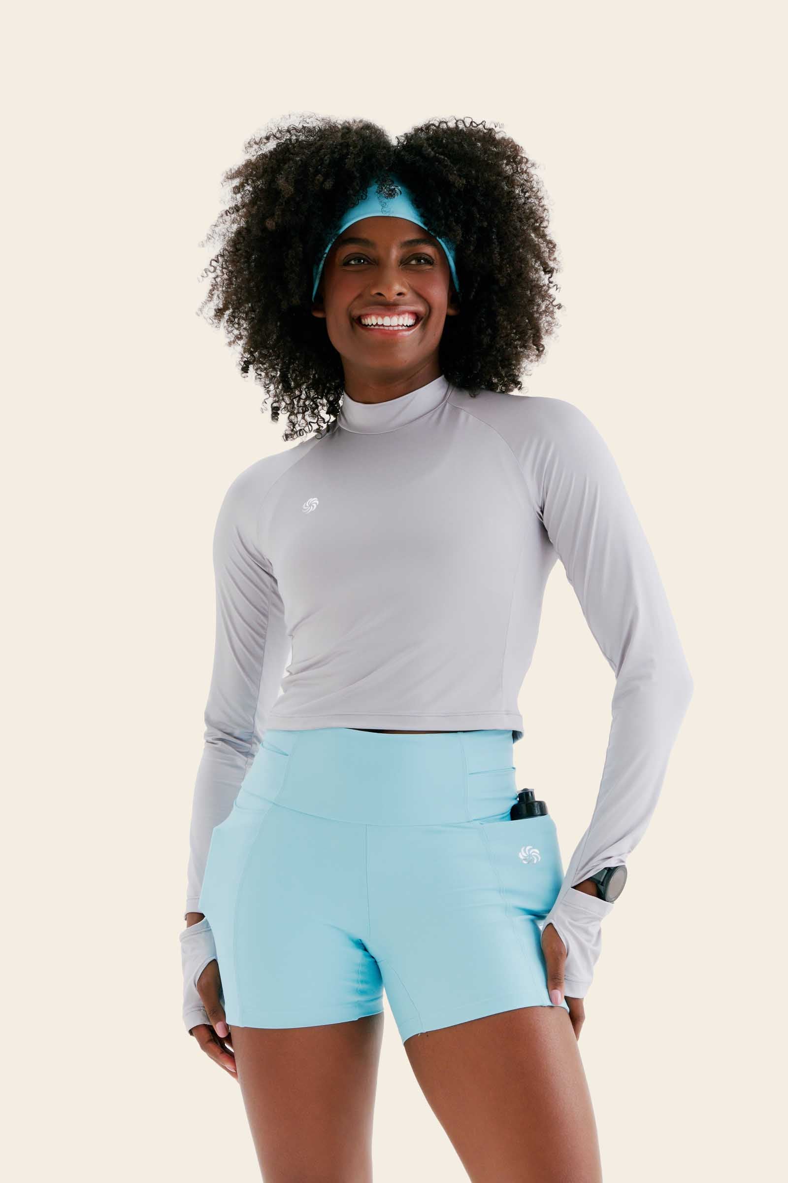 Camisa UV Manga Longa Cropped abertura névoa