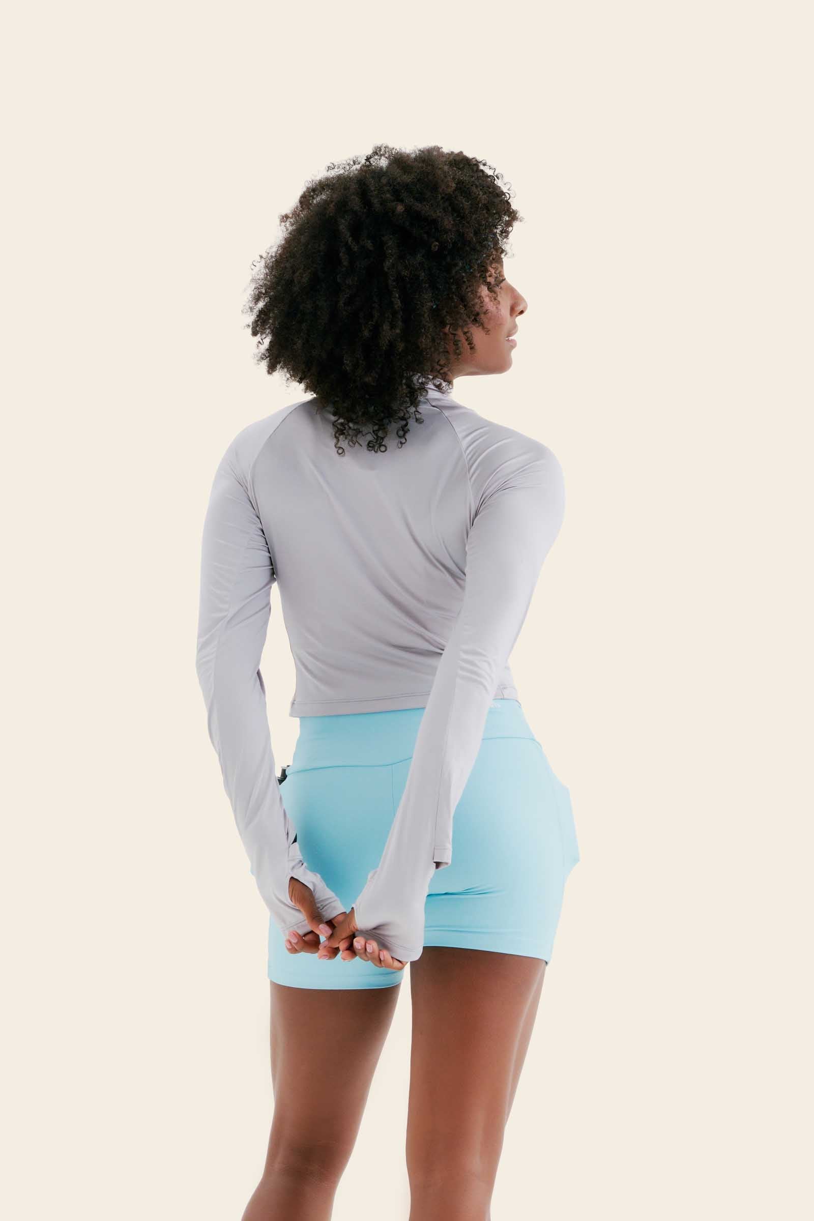 Camisa UV Manga Longa Cropped abertura névoa