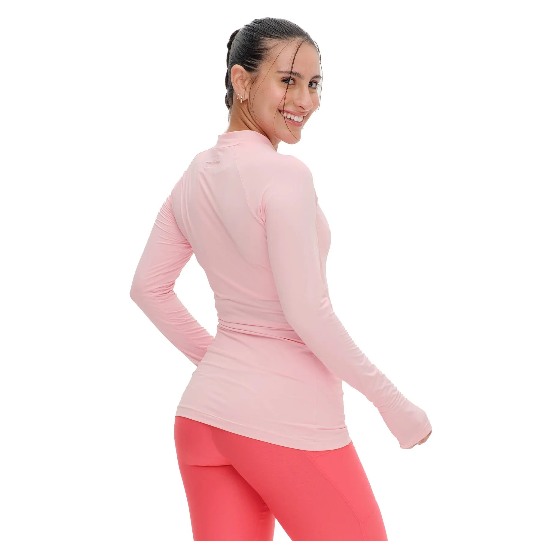 Camisa UV Manga Longa Fluida Pêssego