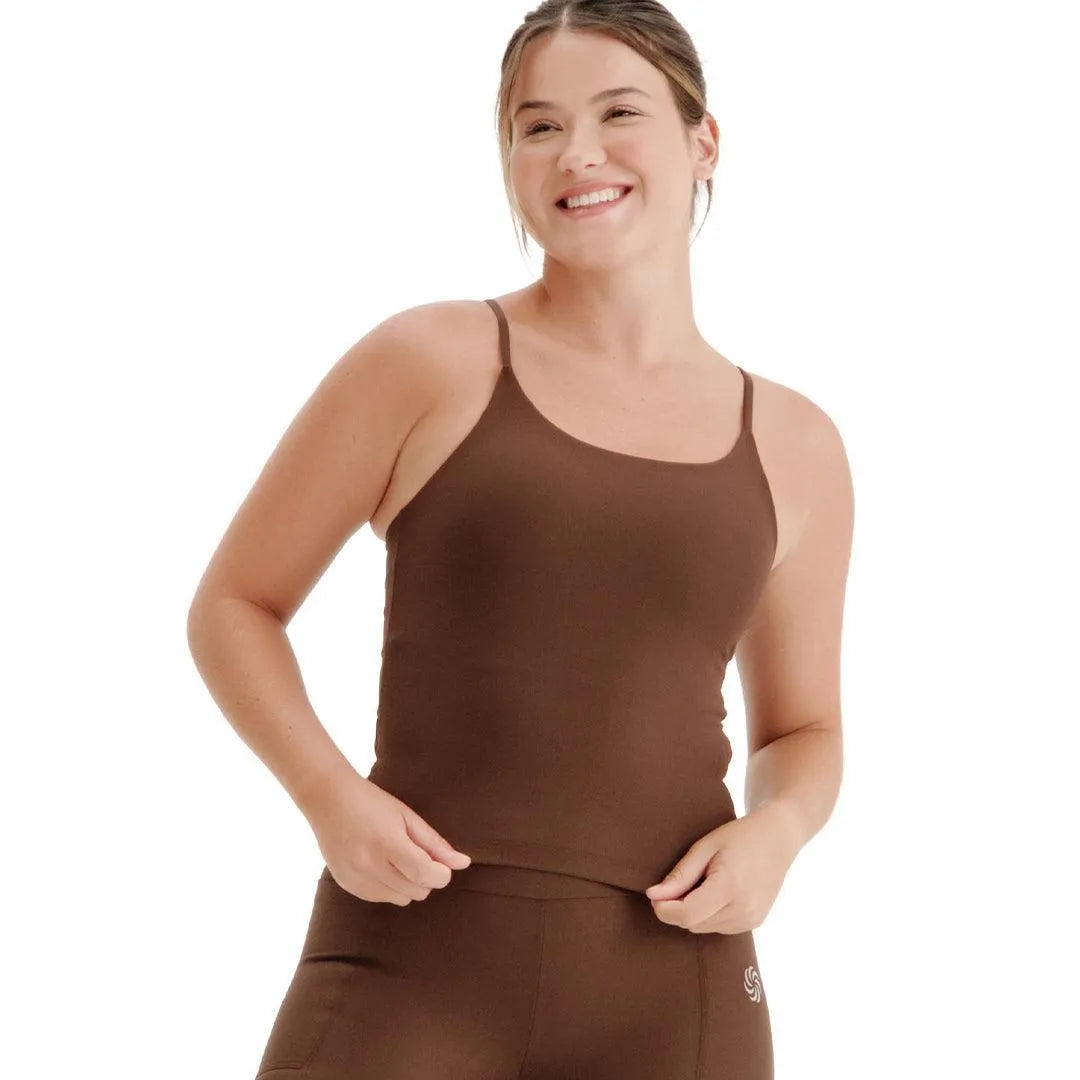 Camiseta de Compressão Alcinha Total emana Café