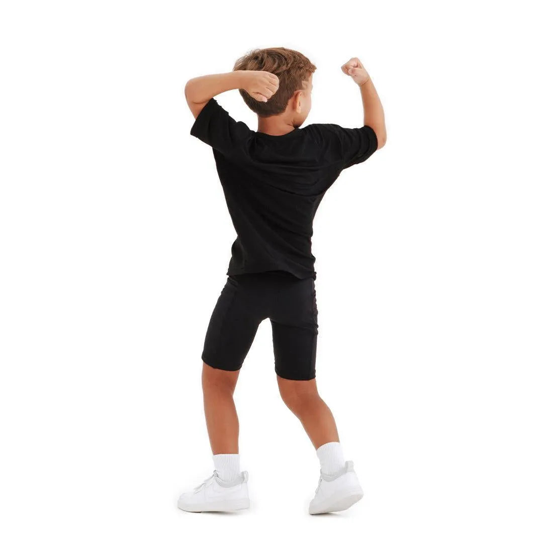 Bermuda de compressão com bolsos infantil masculina preta