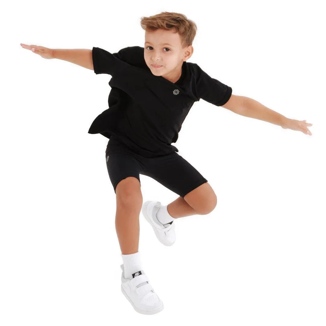 Bermuda de compressão com bolsos infantil masculina preta