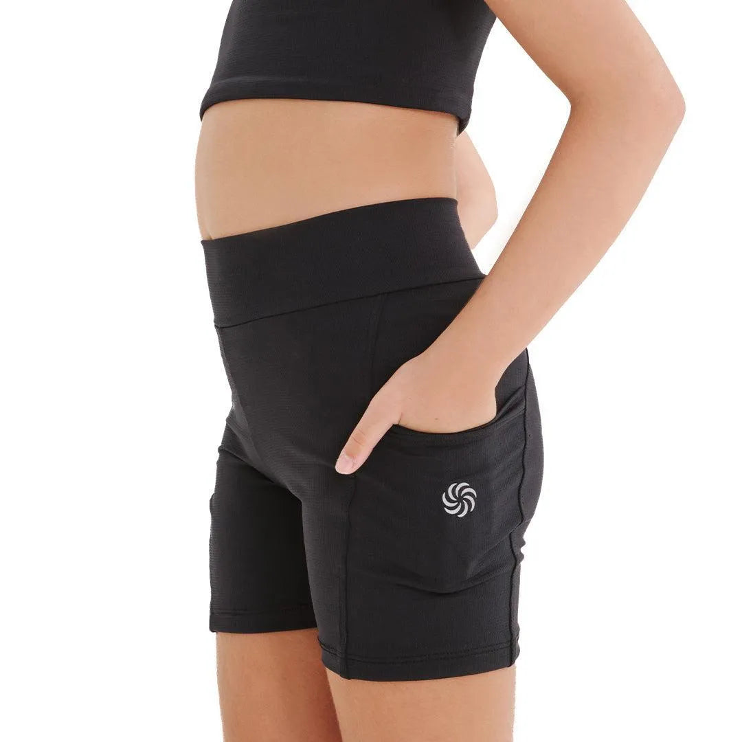 Short de compressão com bolsos infantil preto