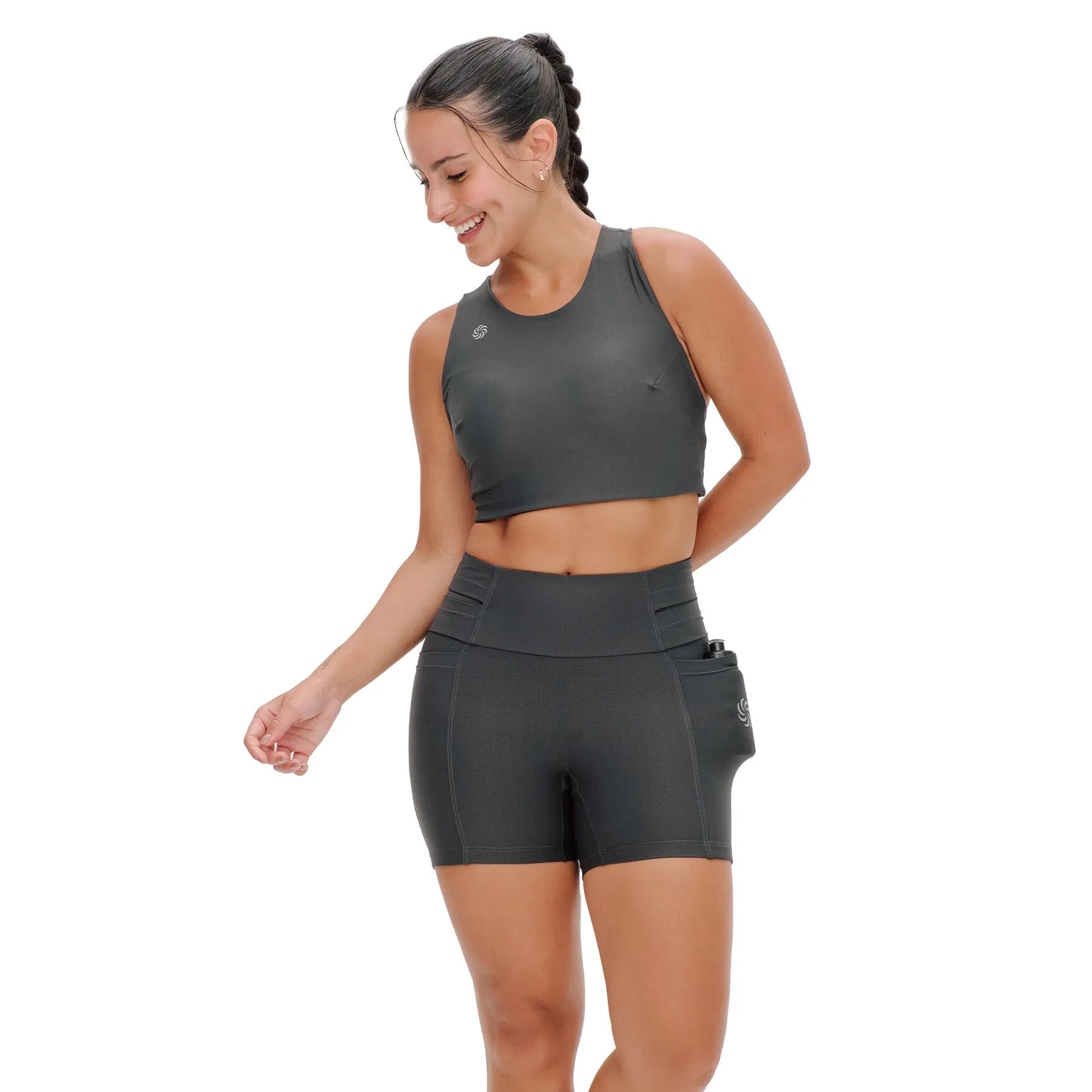 Short de Compressão Curto com Multibolsos Grafite