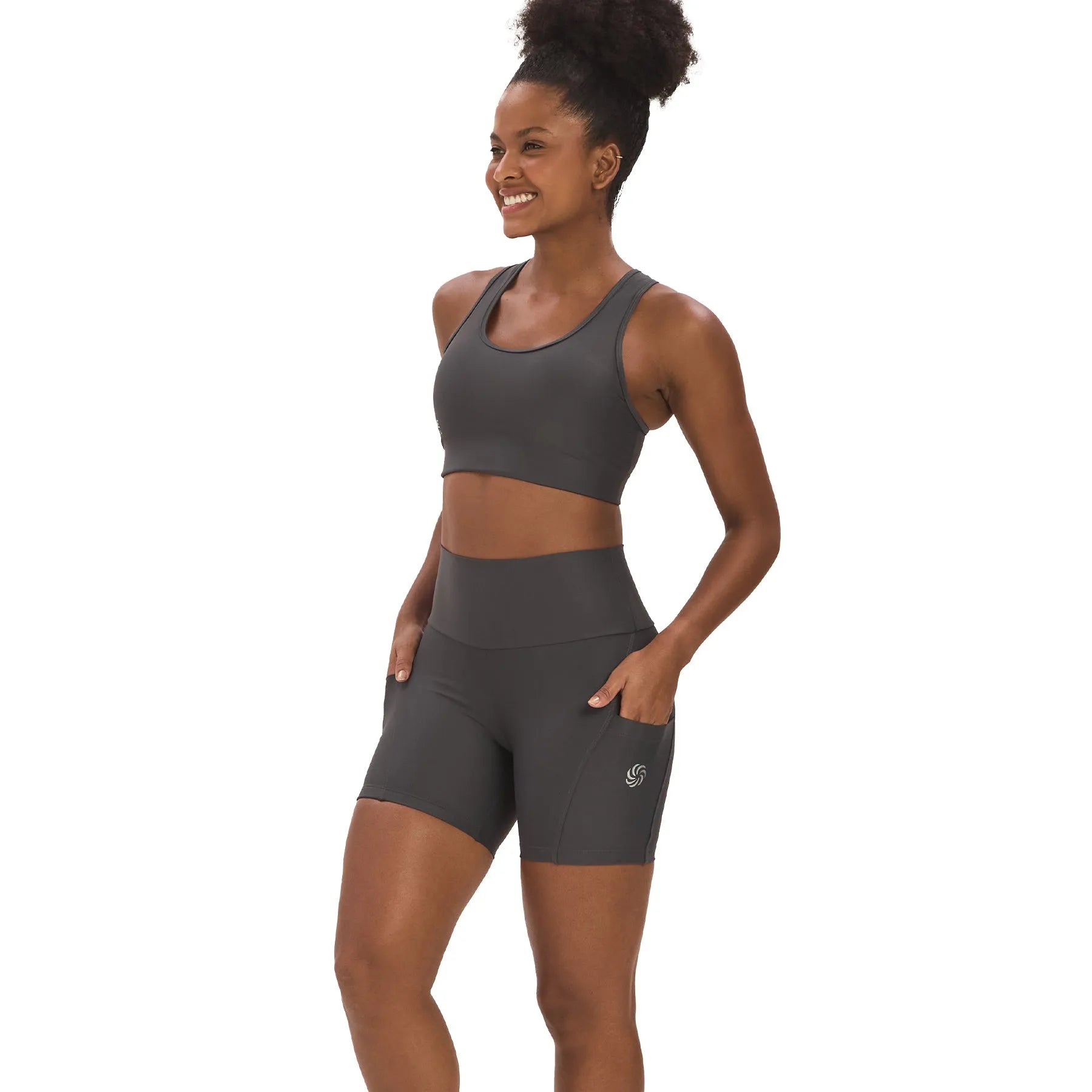 Short de Compressão com Bolsos Clássico Grafite