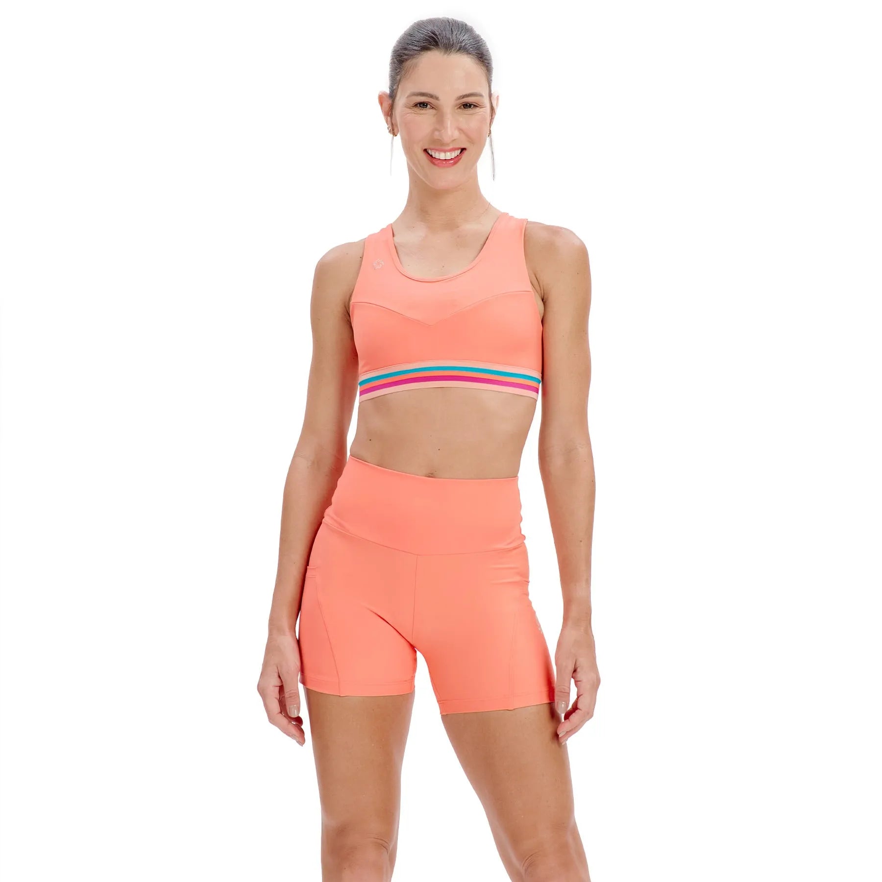 Short de Compressão com Bolsos Clássico Total Emana Coral