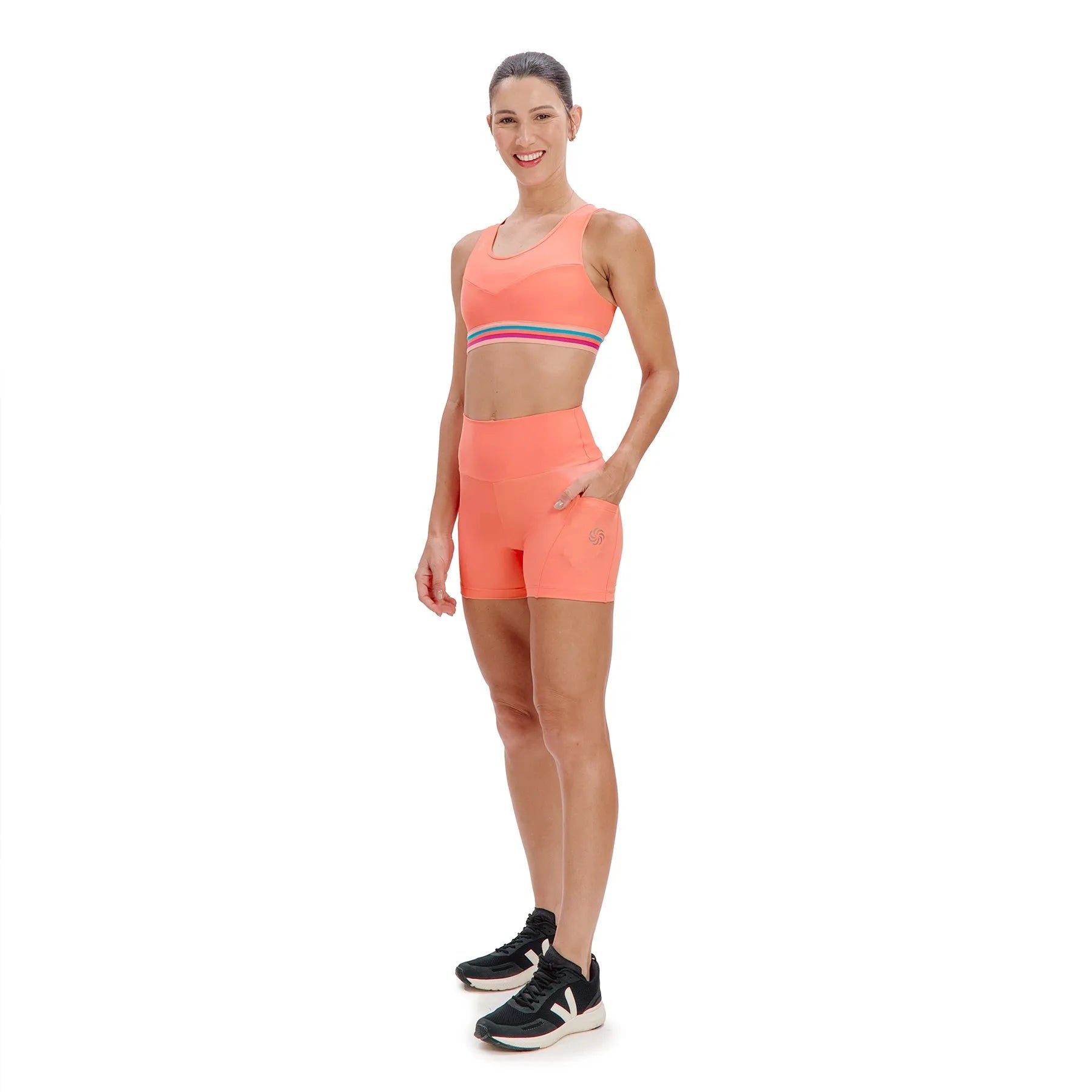 Short de Compressão com Bolsos Clássico Total Emana Coral