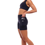 Short de Compressão com Bolsos Recortes Preto