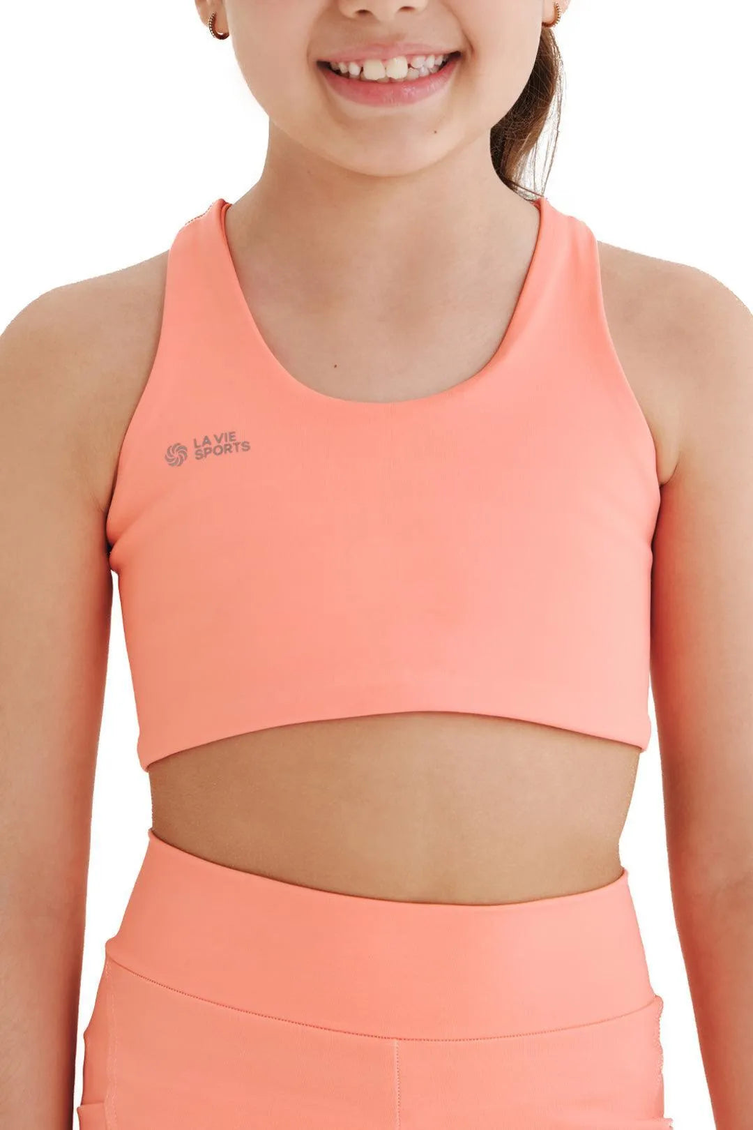 Top de compressão com bolso infantil total emana coral