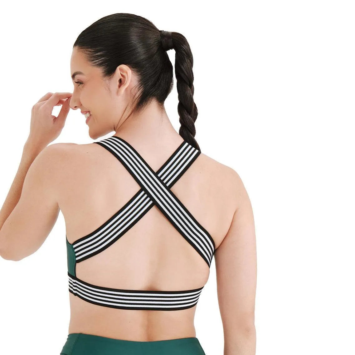 Top Cropped Dupla Face Emana Folha e Preto