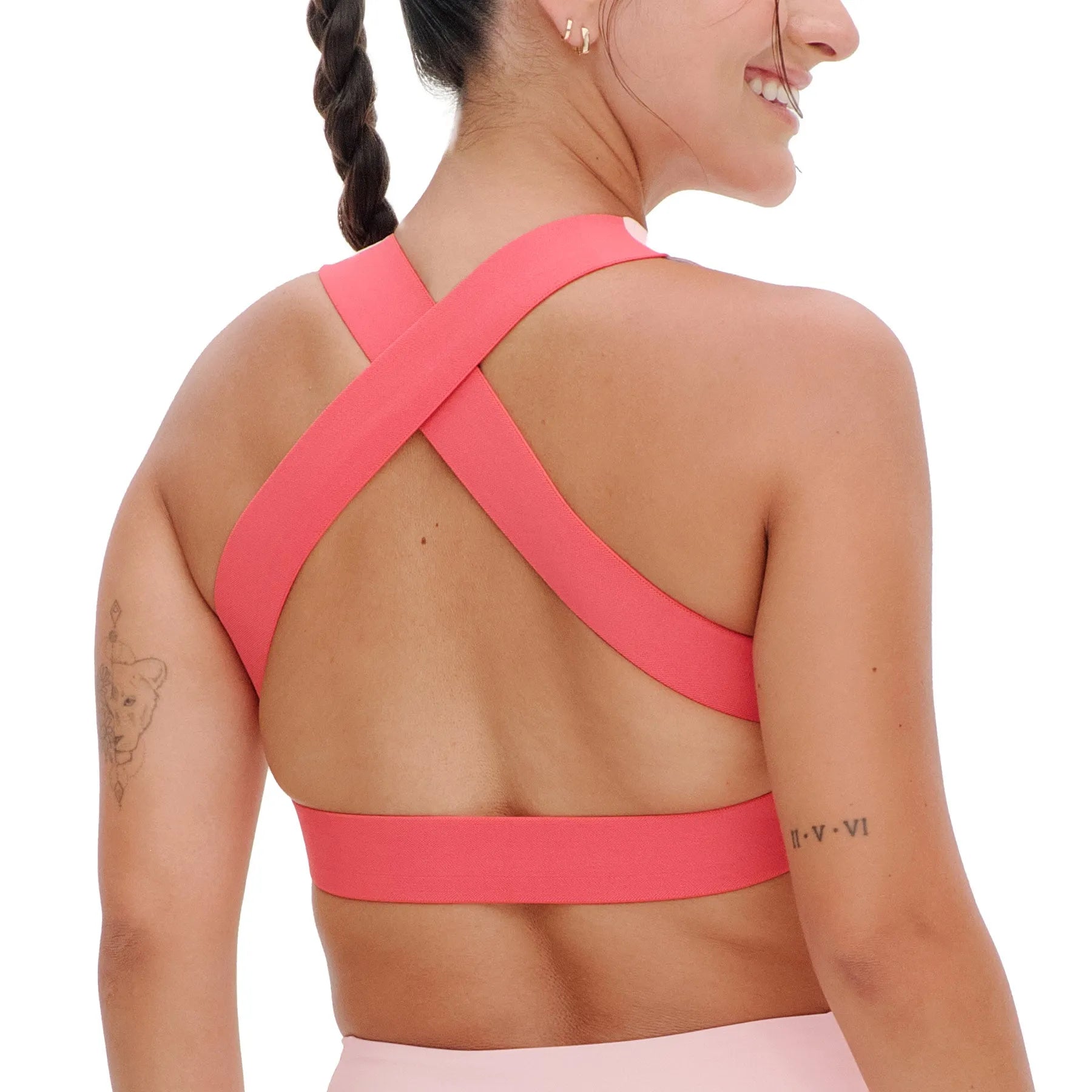 Top Cropped Dupla Face Total Emana Pêssego e Cinza