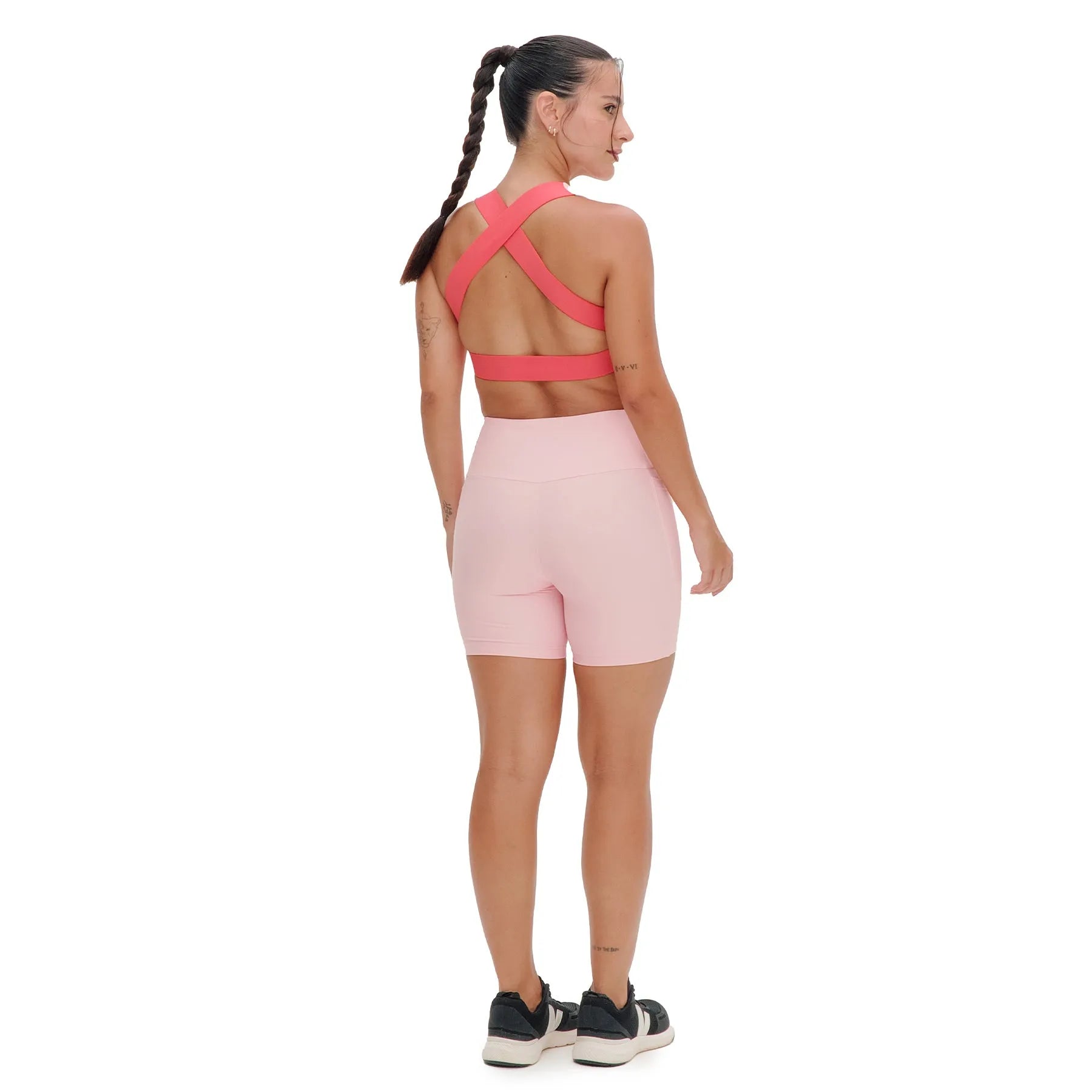 Top Cropped Dupla Face Total Emana Pêssego e Cinza