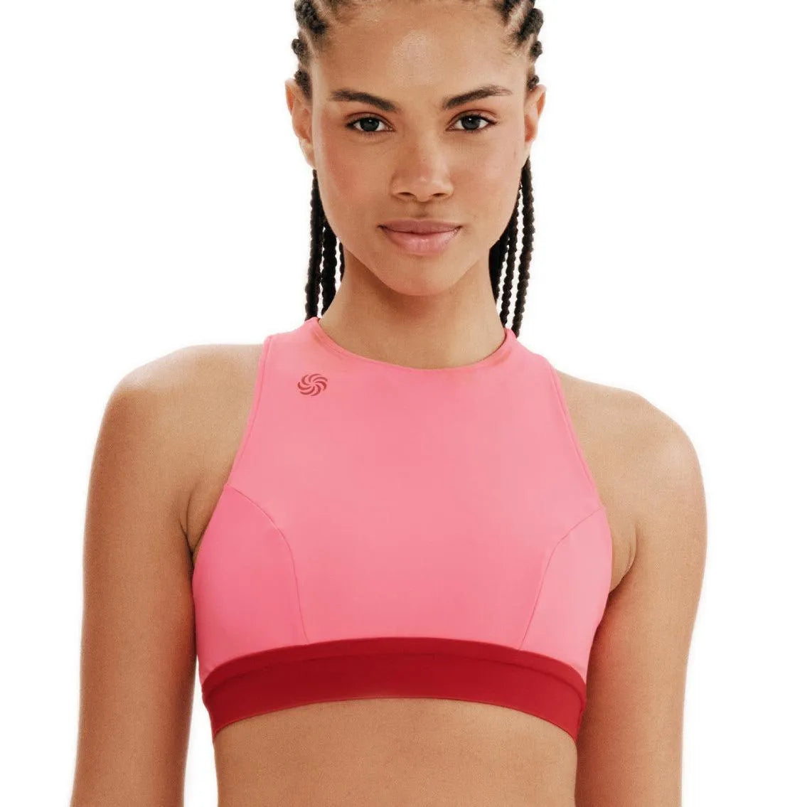 Top Cropped Dupla Face Total Emana Rosado e Carmim