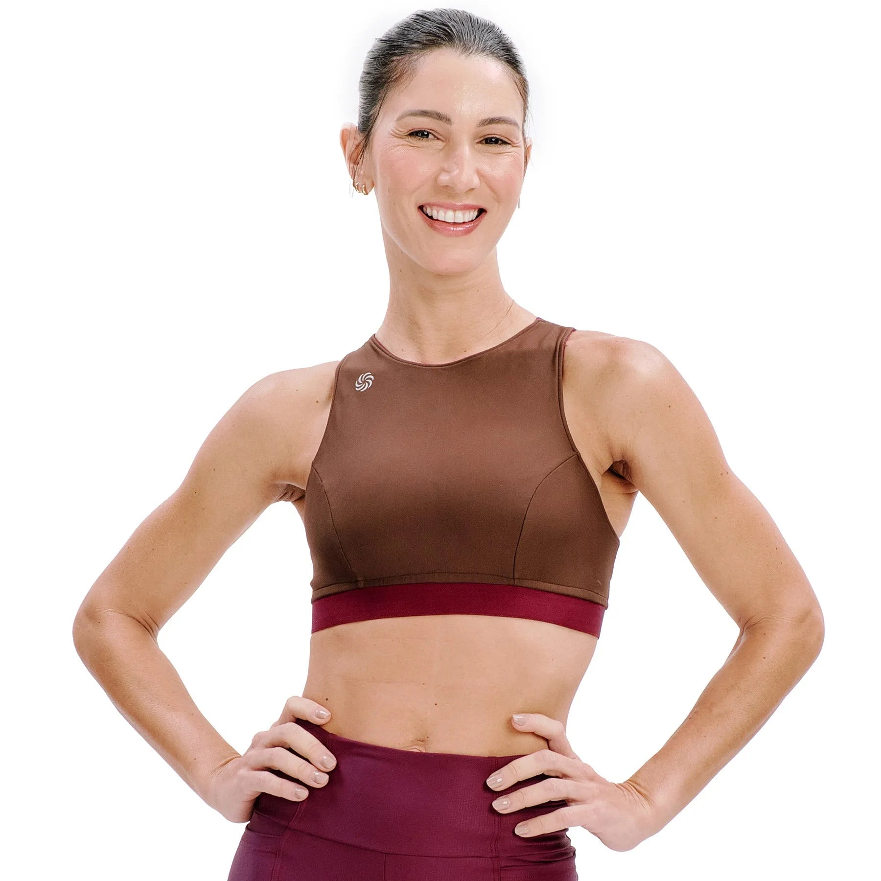 Top Cropped Dupla Face Vinho e Café