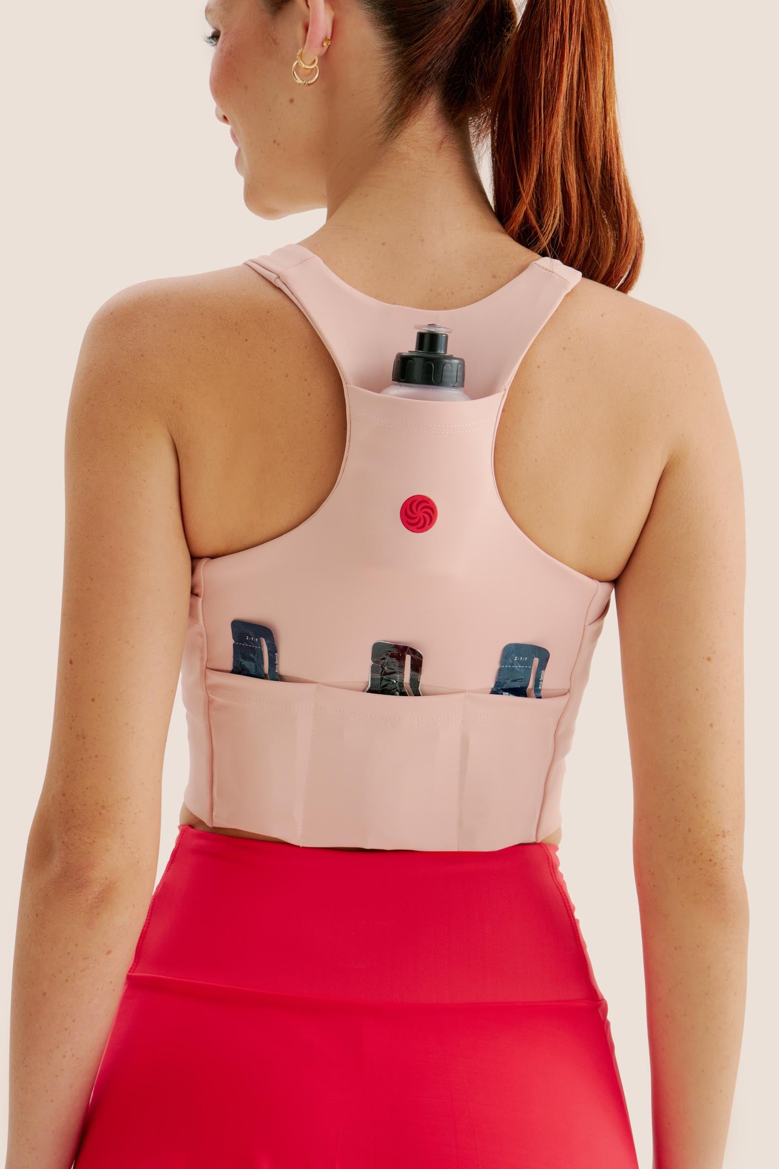 TOP DE COMPRESSÃO 7 BOLSOS EMANA ROSÉ COM FOGO