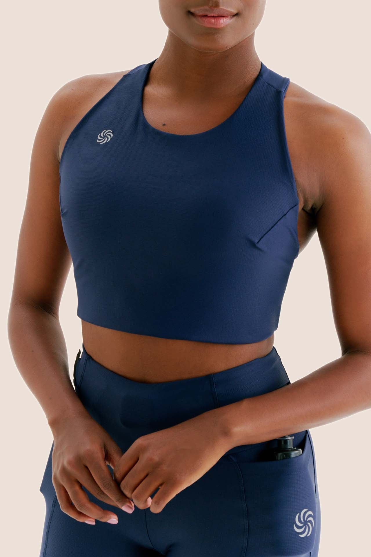 Top de Compressão com Bolso Cropped Bojo Fixo 2.0 Marinho