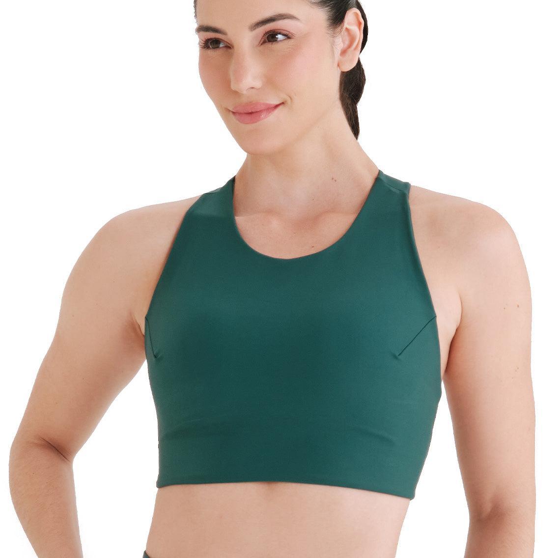 Top de Compressão com Bolso Cropped Bojo Fixo 2.0 Total Emana Folha