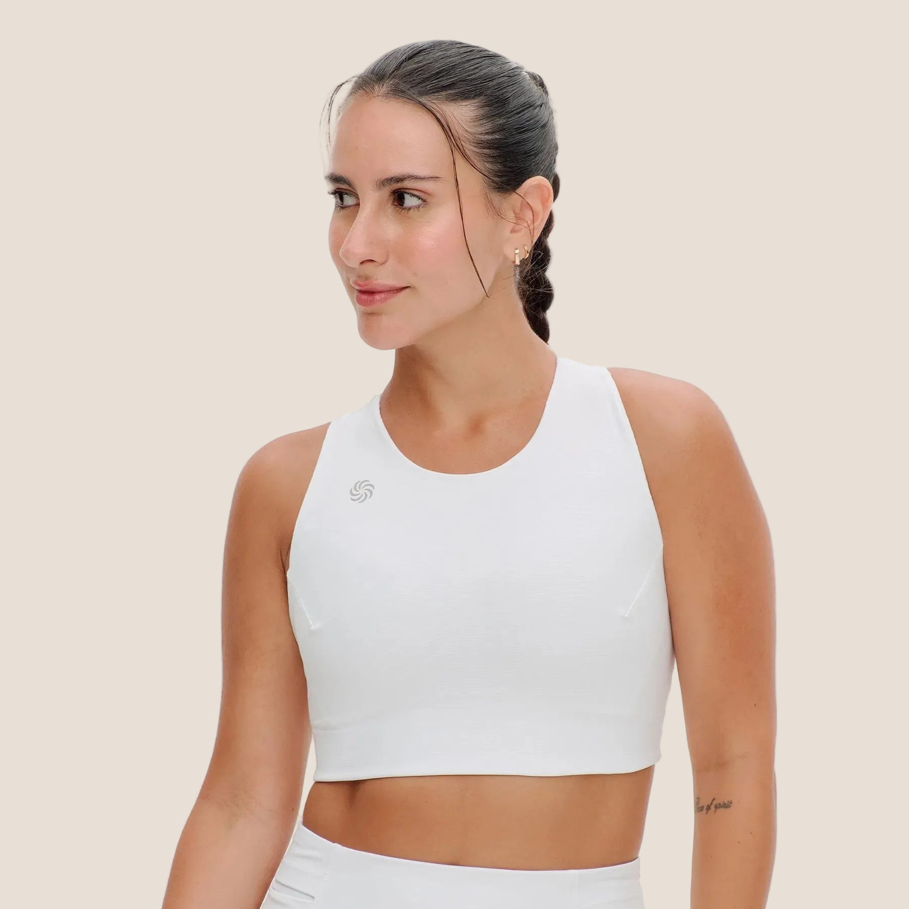 Top de Compressão com Bolso Cropped Bojo Fixo 2.0 Branco