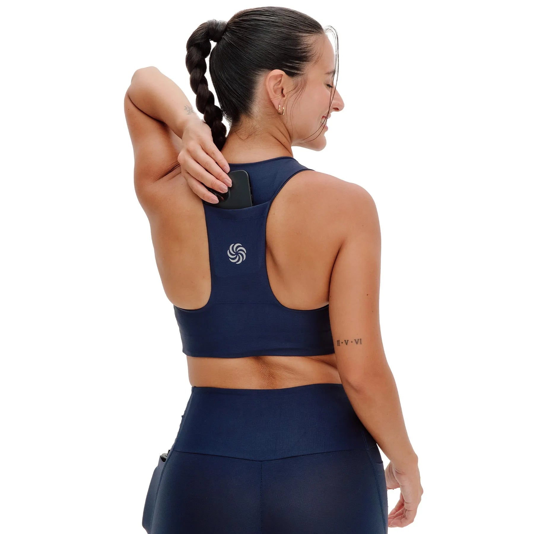 Top de Compressão com Bolso Cropped Bojo Fixo 2.0 Marinho