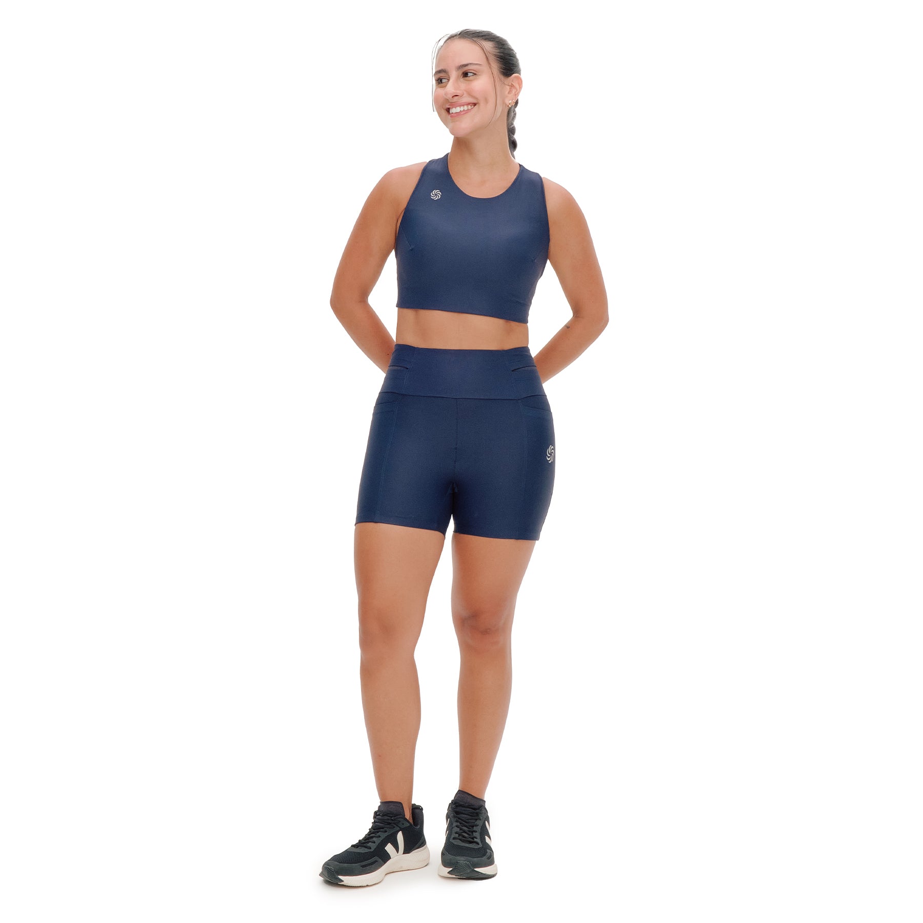 Top de Compressão com Bolso Cropped Bojo Fixo 2.0 Marinho