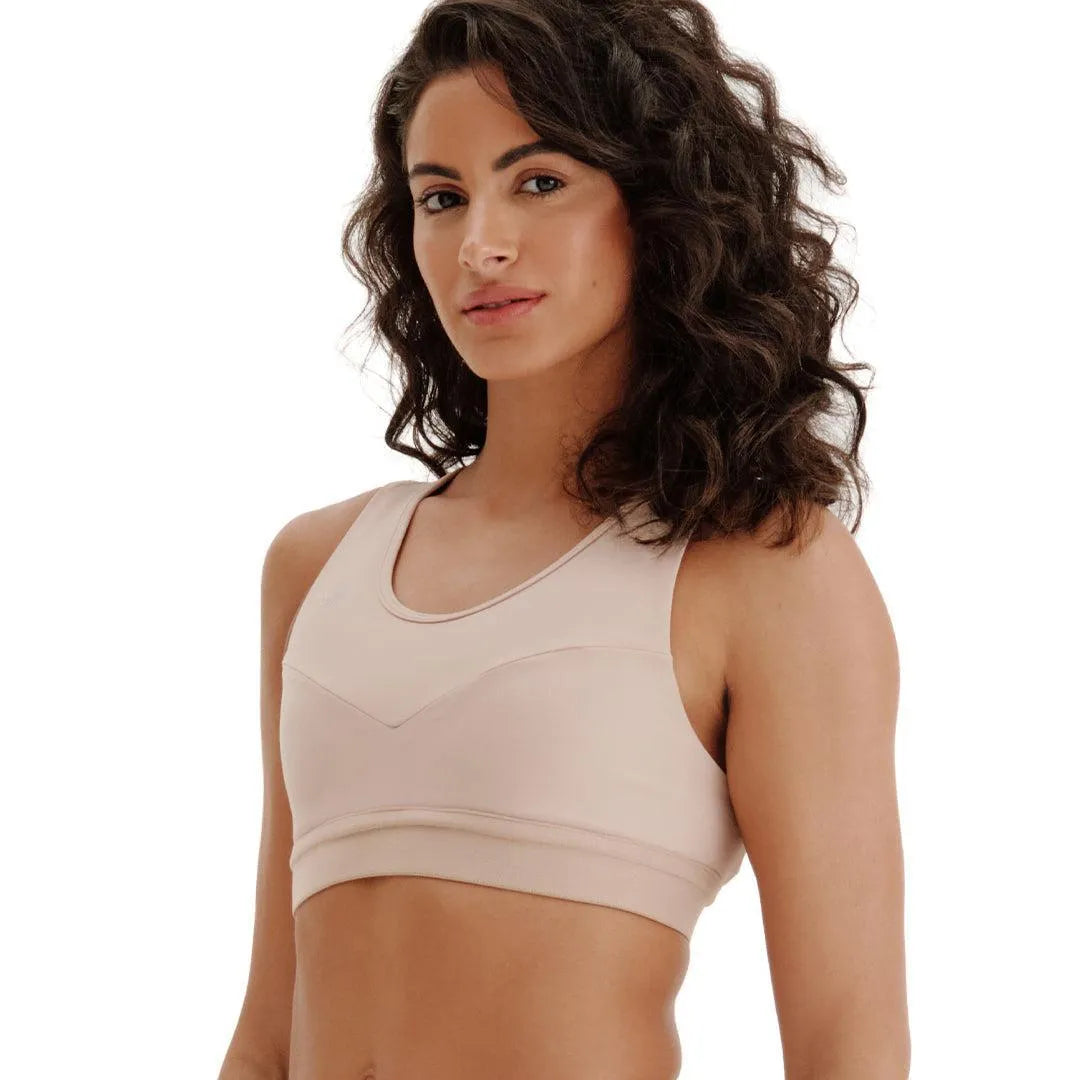 Top de Compressão com Bolso Recortes Total Emana Cappuccino