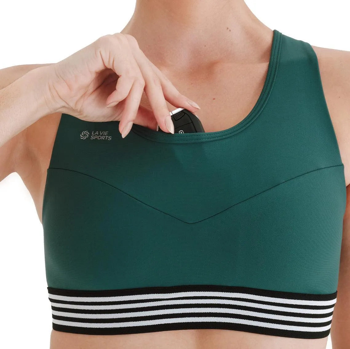 Top de Compressão com Bolso Recortes Total Emana Folha