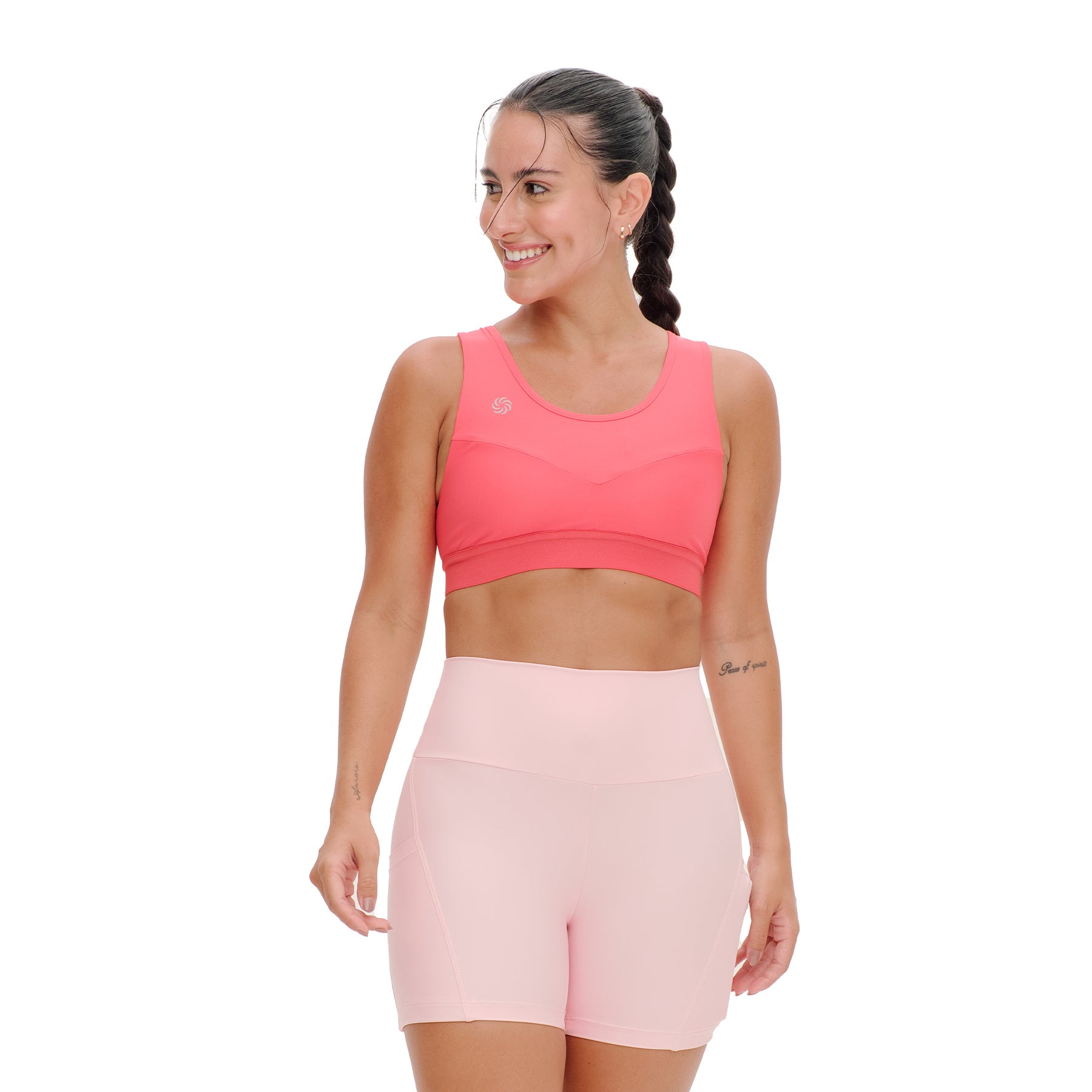 Top de Compressão com Bolso Recortes Goiaba
