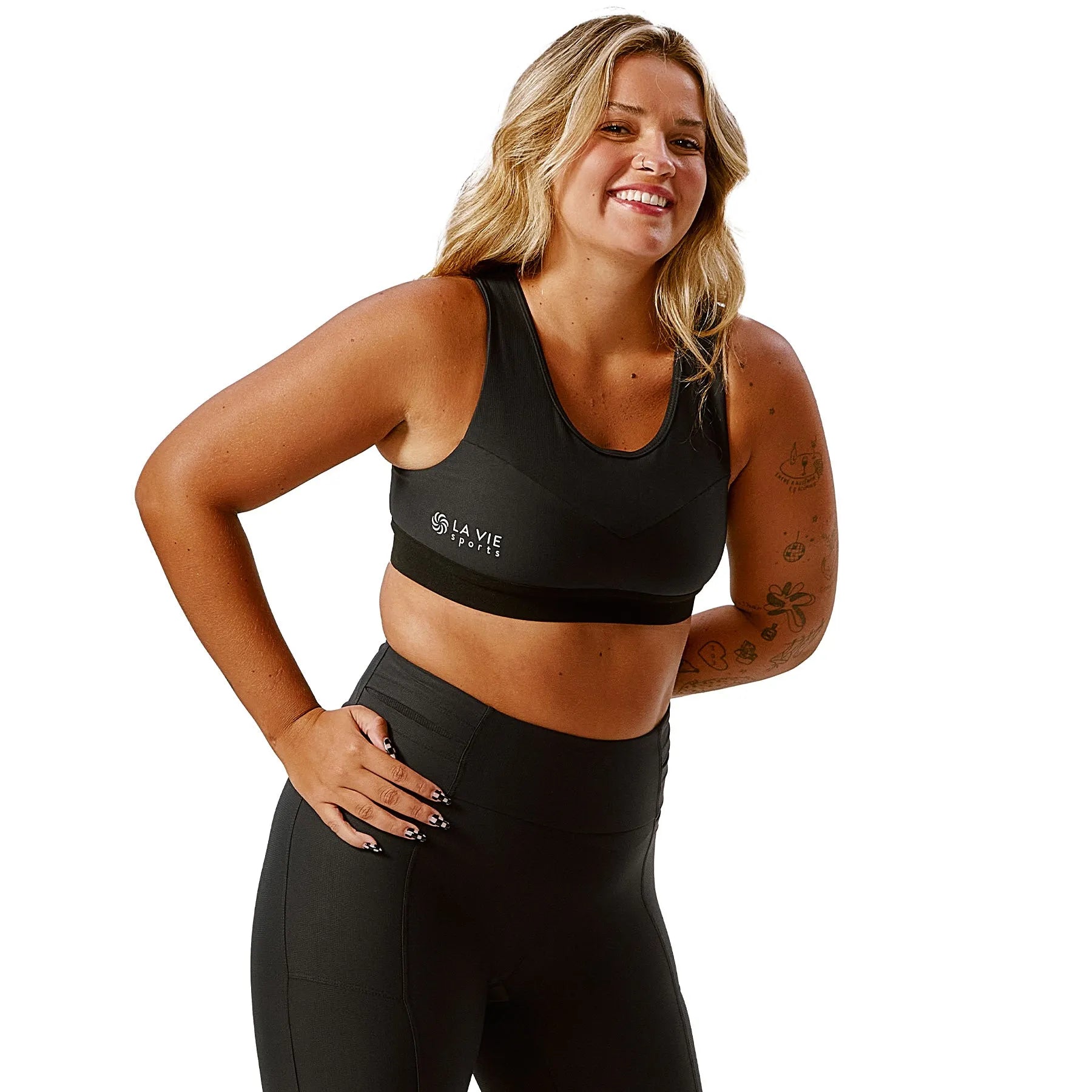 Top de Compressão com Bolso Recortes Preto