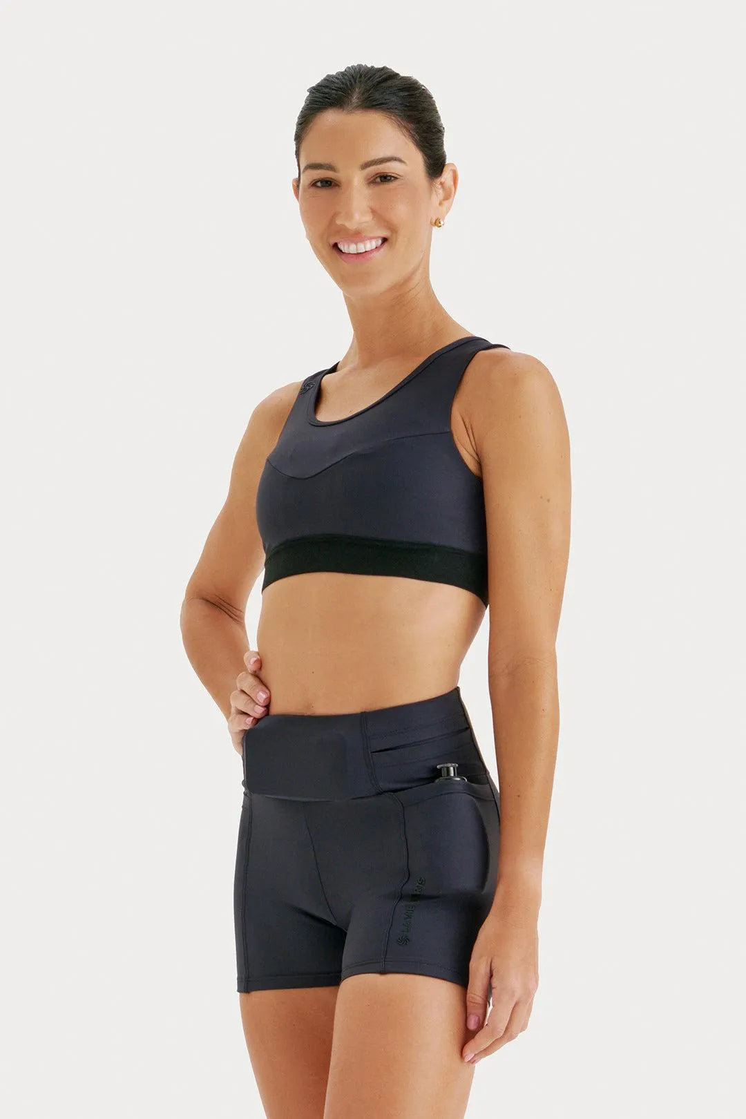 Top de Compressão com Bolso Recortes Simple Preto