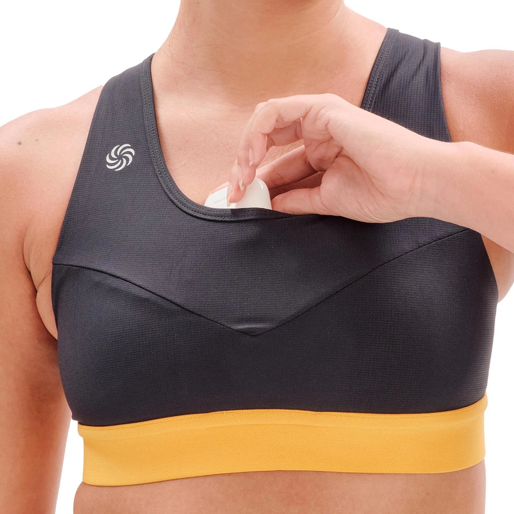 Top de Compressão com Bolso Recortes Sette Black e Yellow