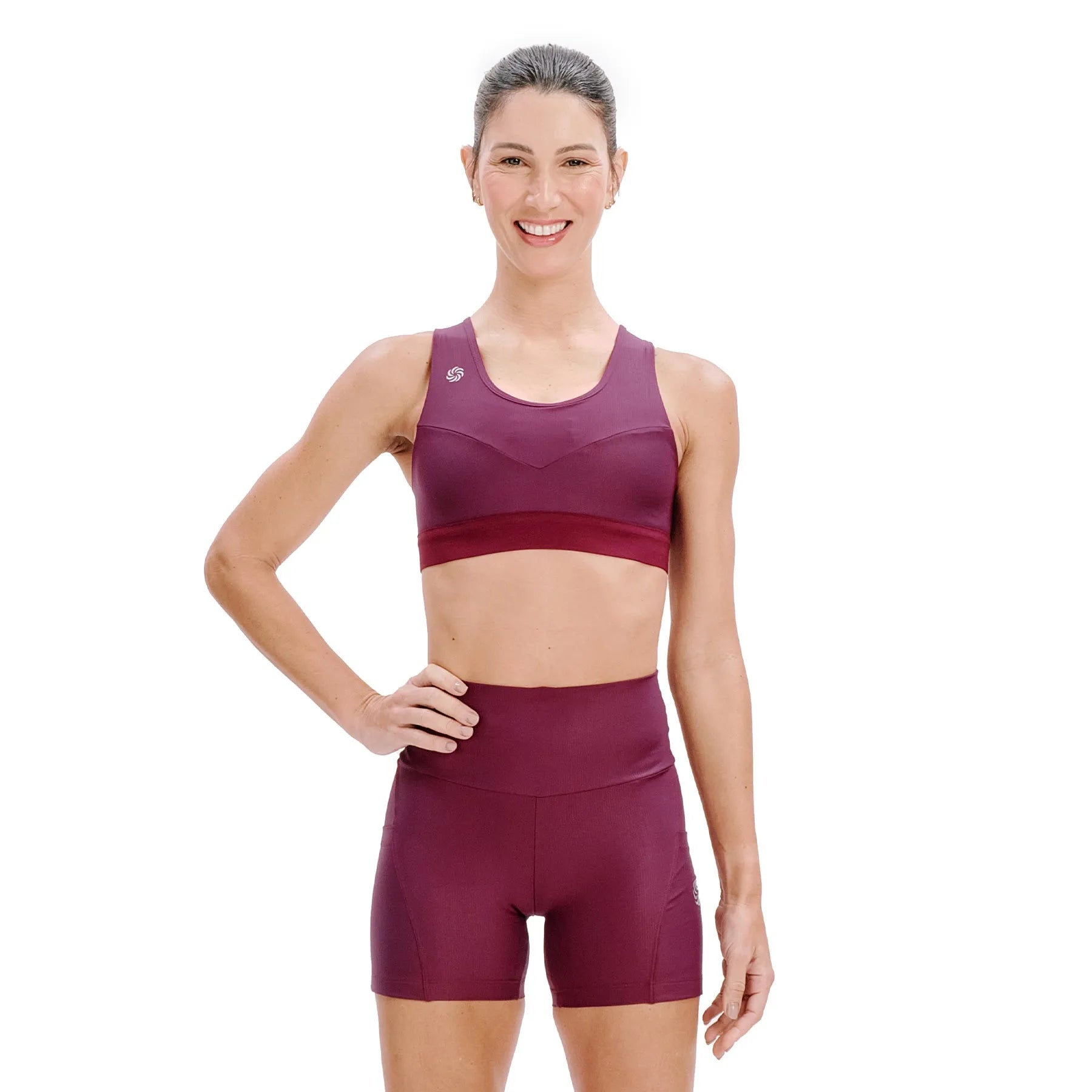 Top de Compressão com Bolso Recortes Vinho