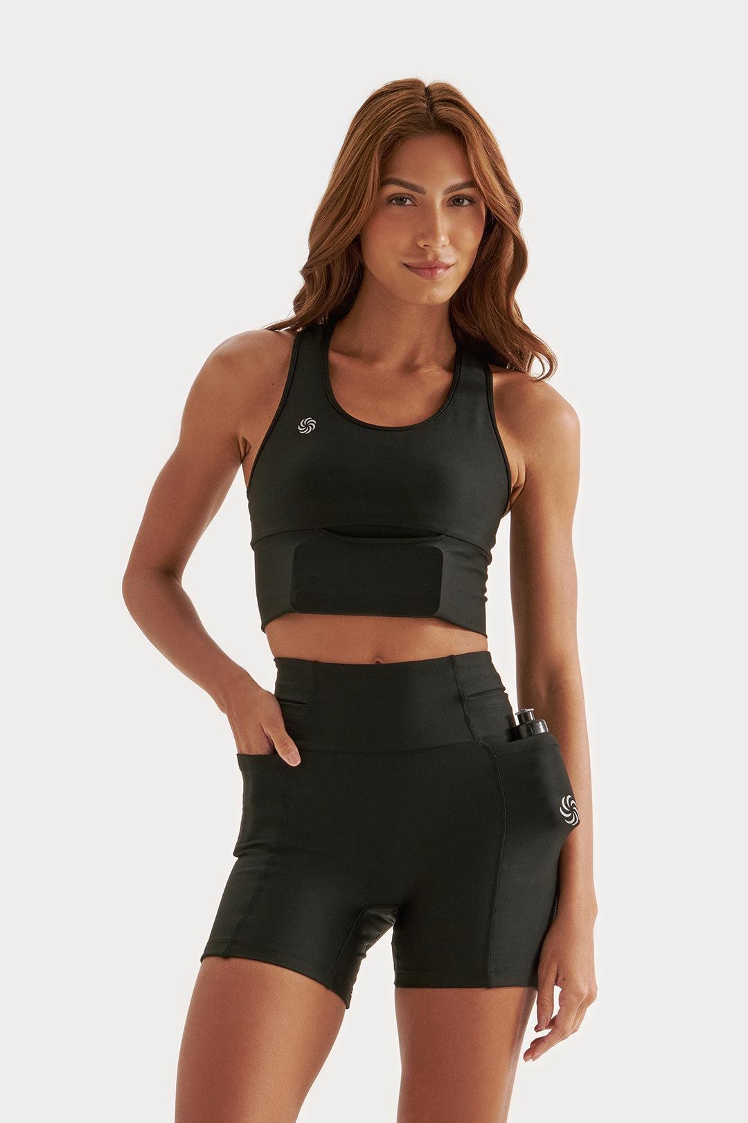 Top de Compressão Multibolsos Aloeskin Preto