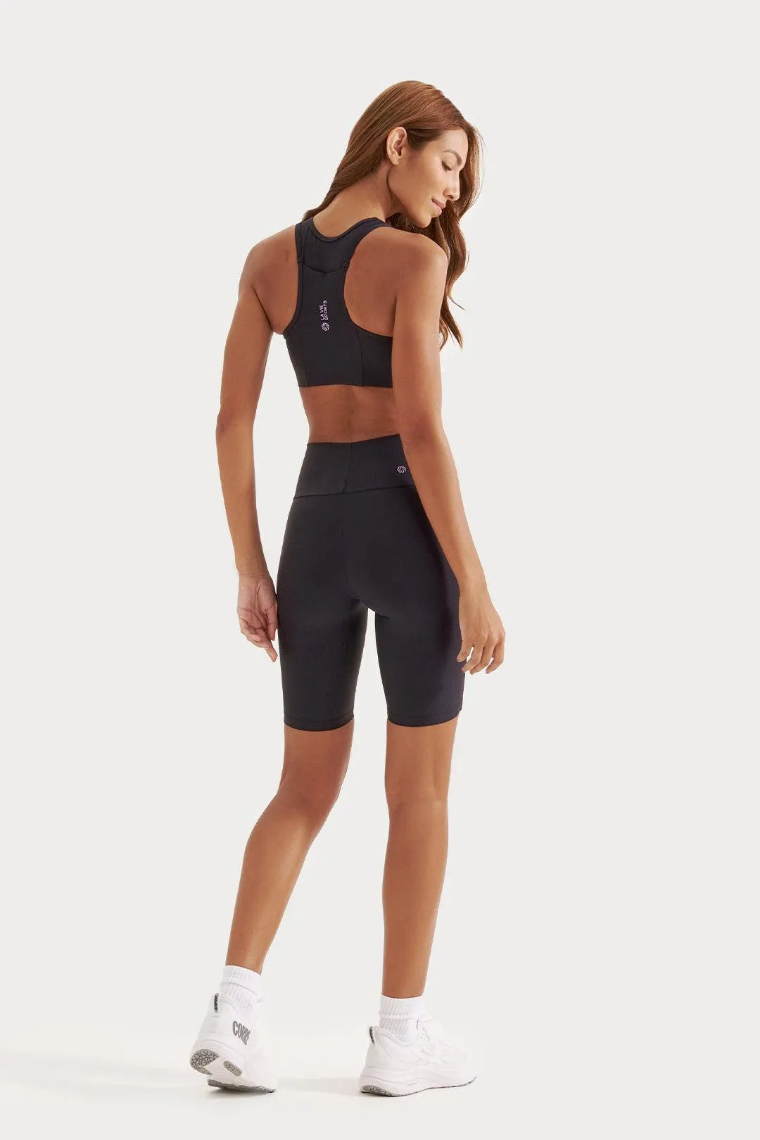 Top de Compressão com Super Bolso 2.0 Preto e Lavanda