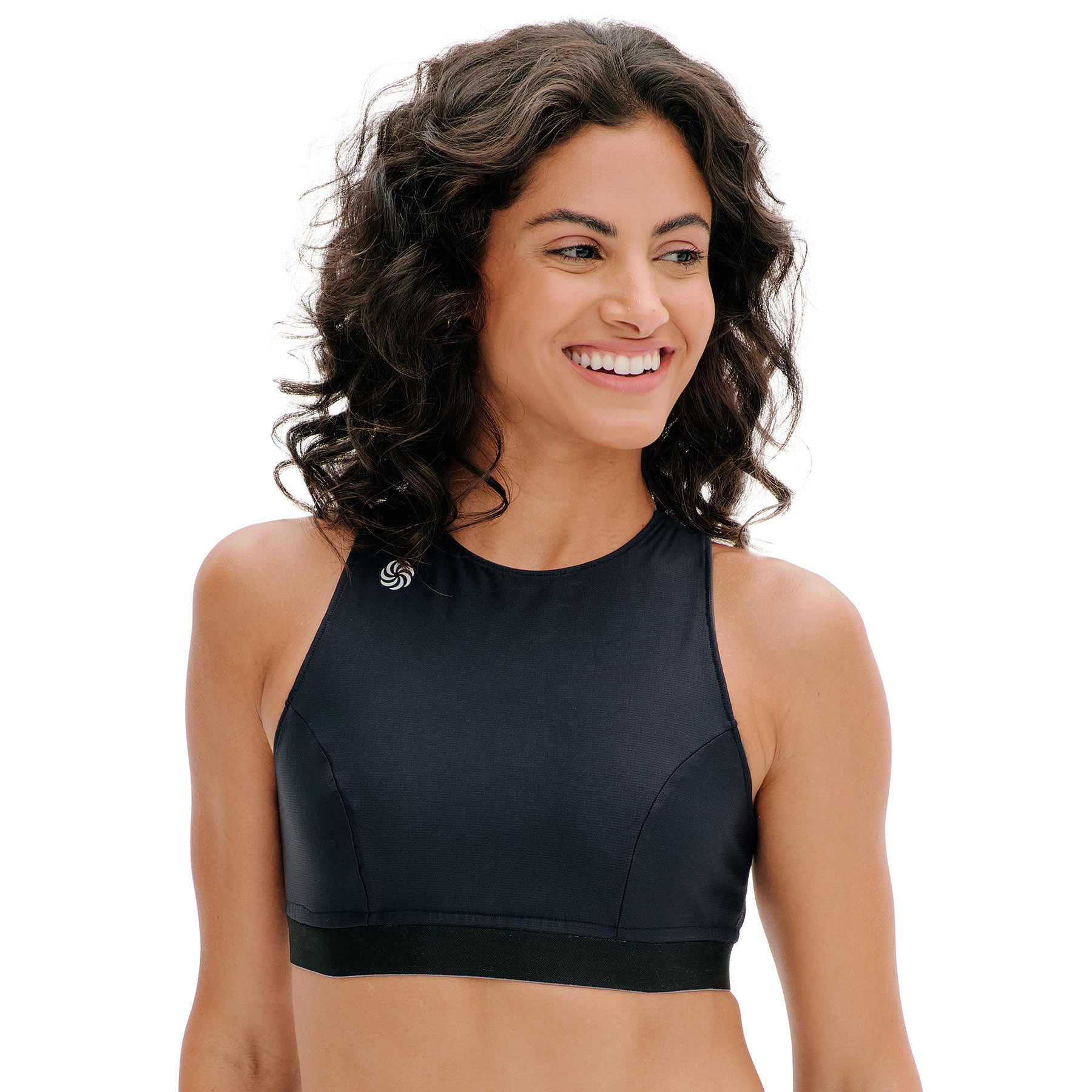 Top Cropped Dupla Face Preto e Grafite