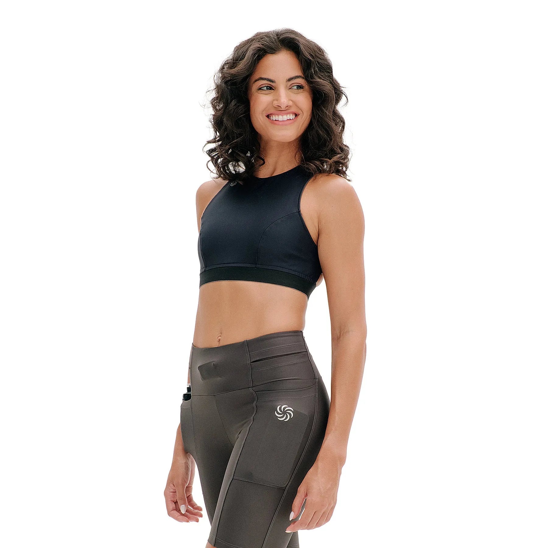 Top Cropped Dupla Face Preto e Grafite