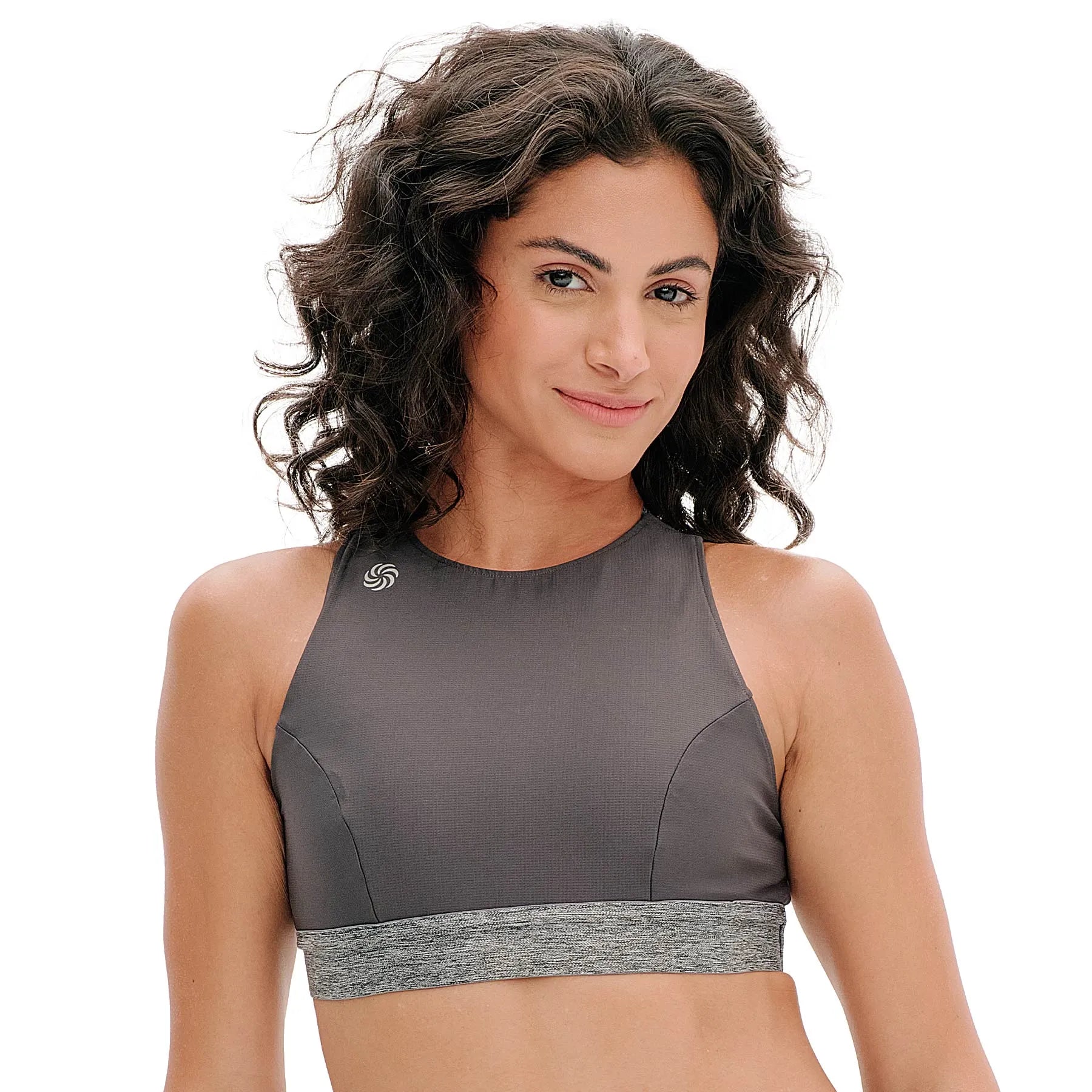 Top Cropped Dupla Face Preto e Grafite