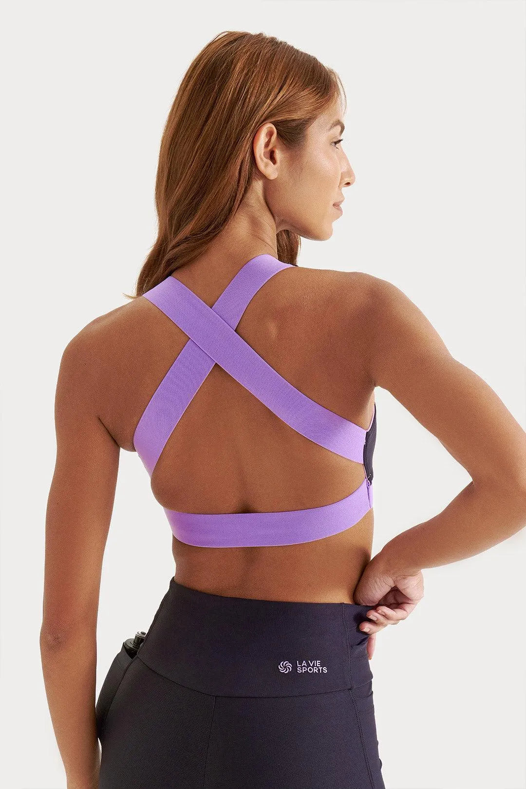 Top Cropped Dupla Face Lavanda e Preto