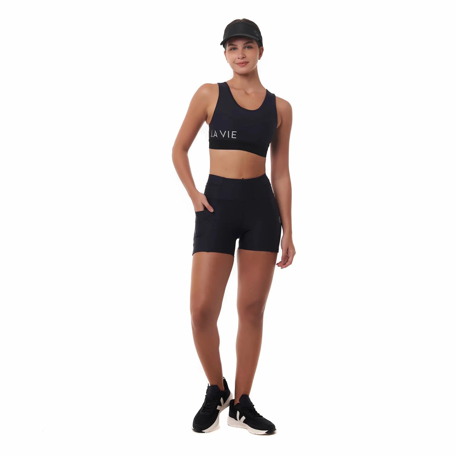 Top de Compressão com Bolso Recortes Total Emana Preto