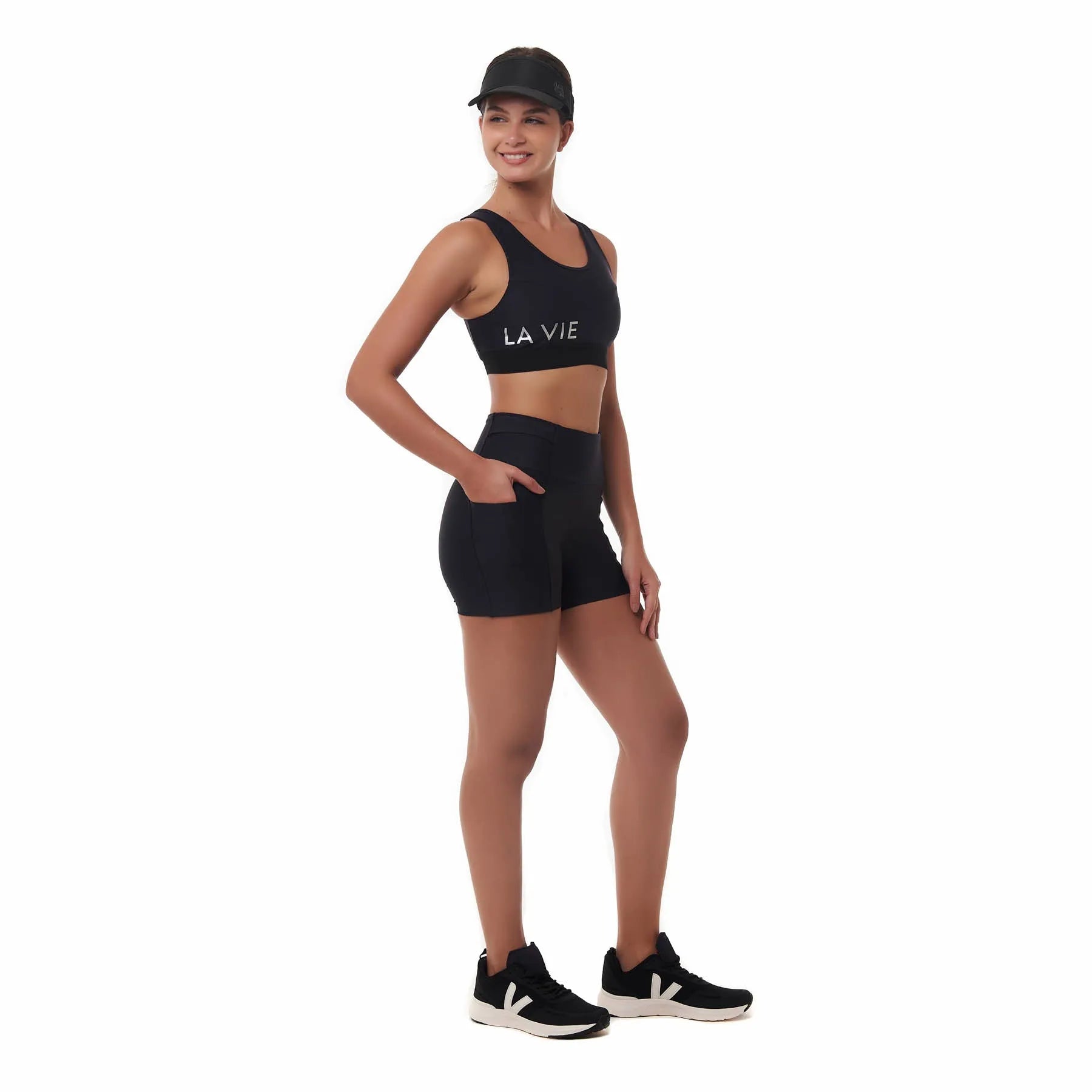 Top de Compressão com Bolso Recortes Total Emana Preto