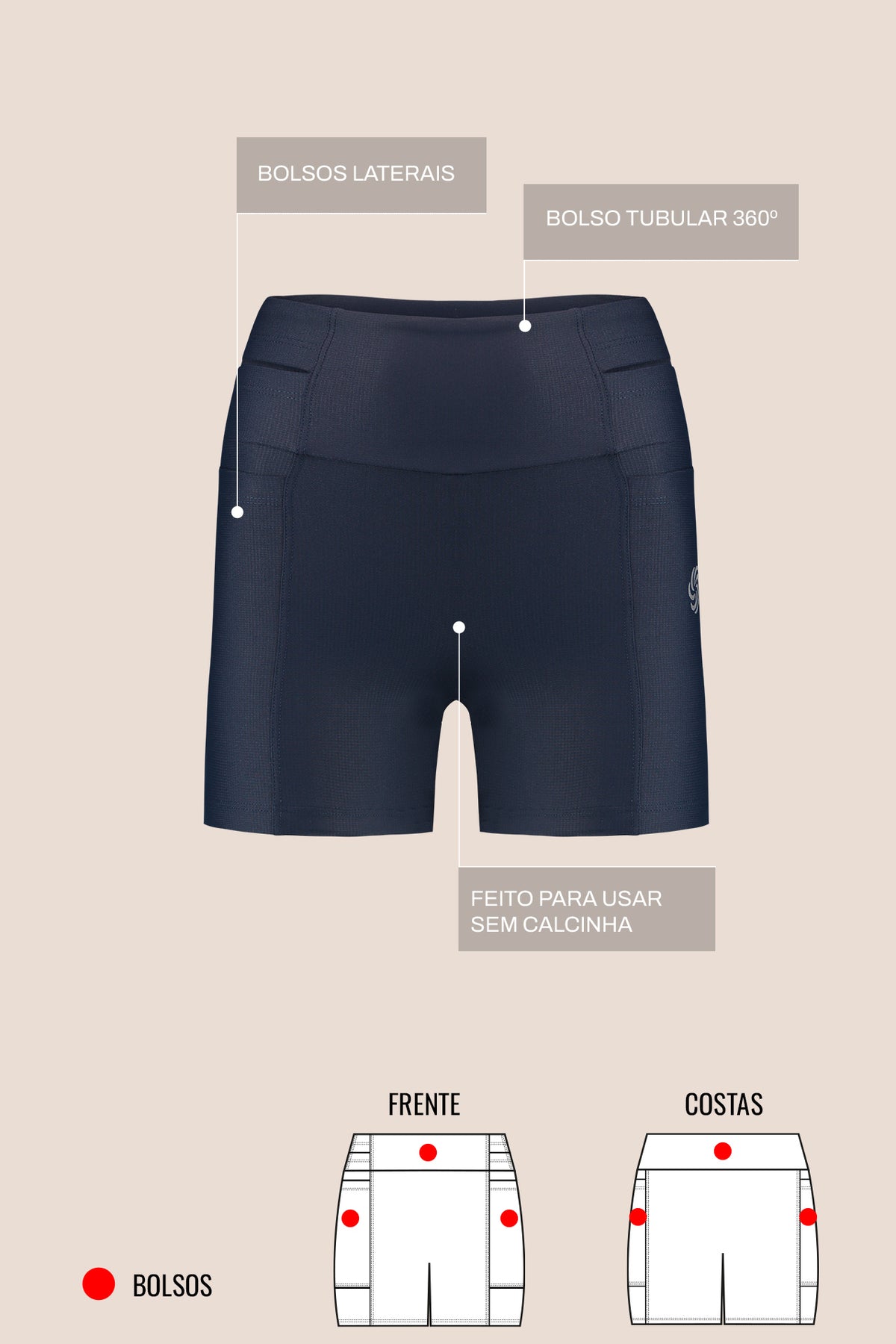 SHORT DE COMPRESSÃO COM MULTIBOLSOS LIVRE FlexSkin™ AÇAÍ