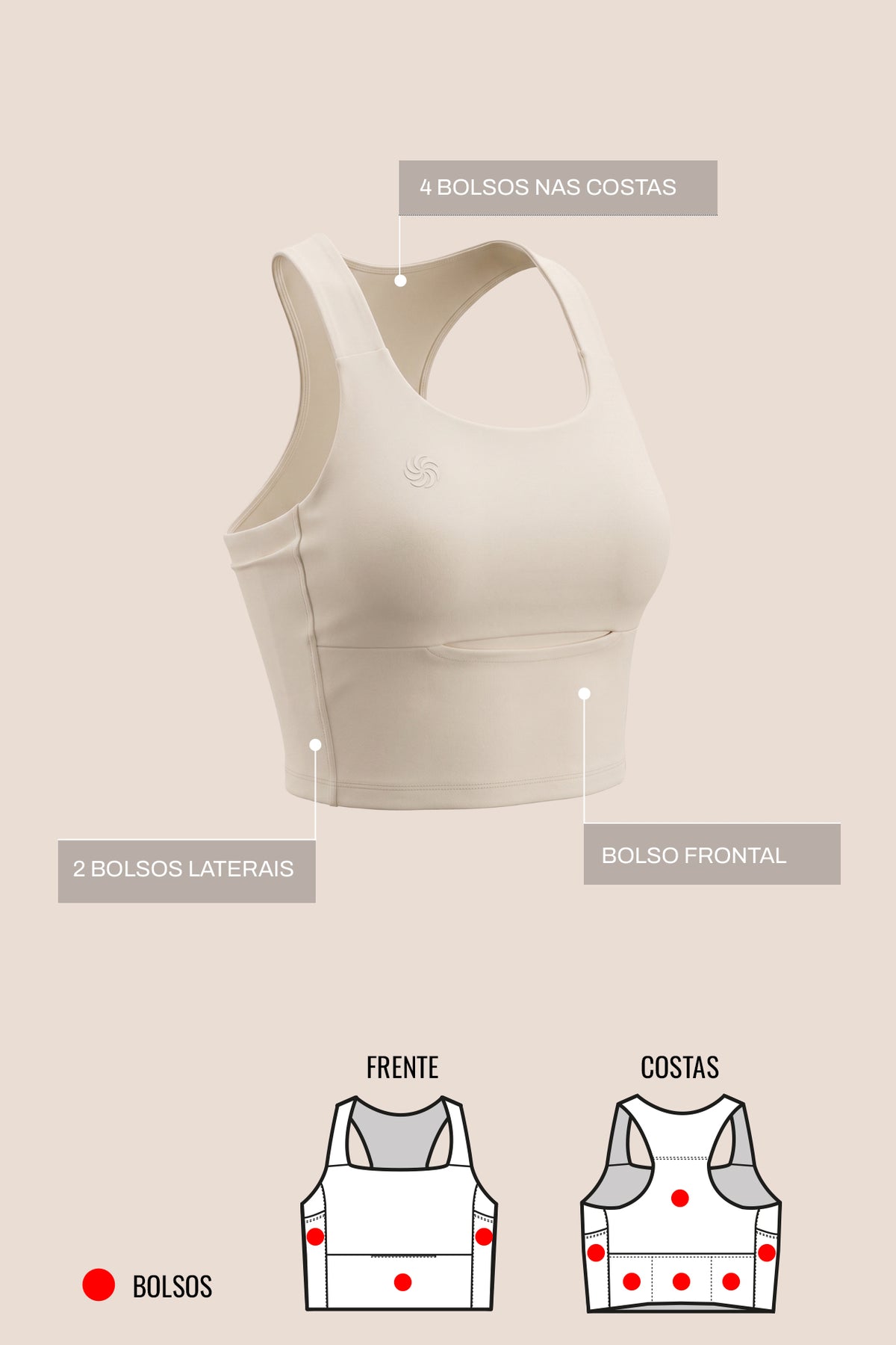 TOP DE COMPRESSÃO 7 BOLSOS FlexSkin™ AÇAÍ