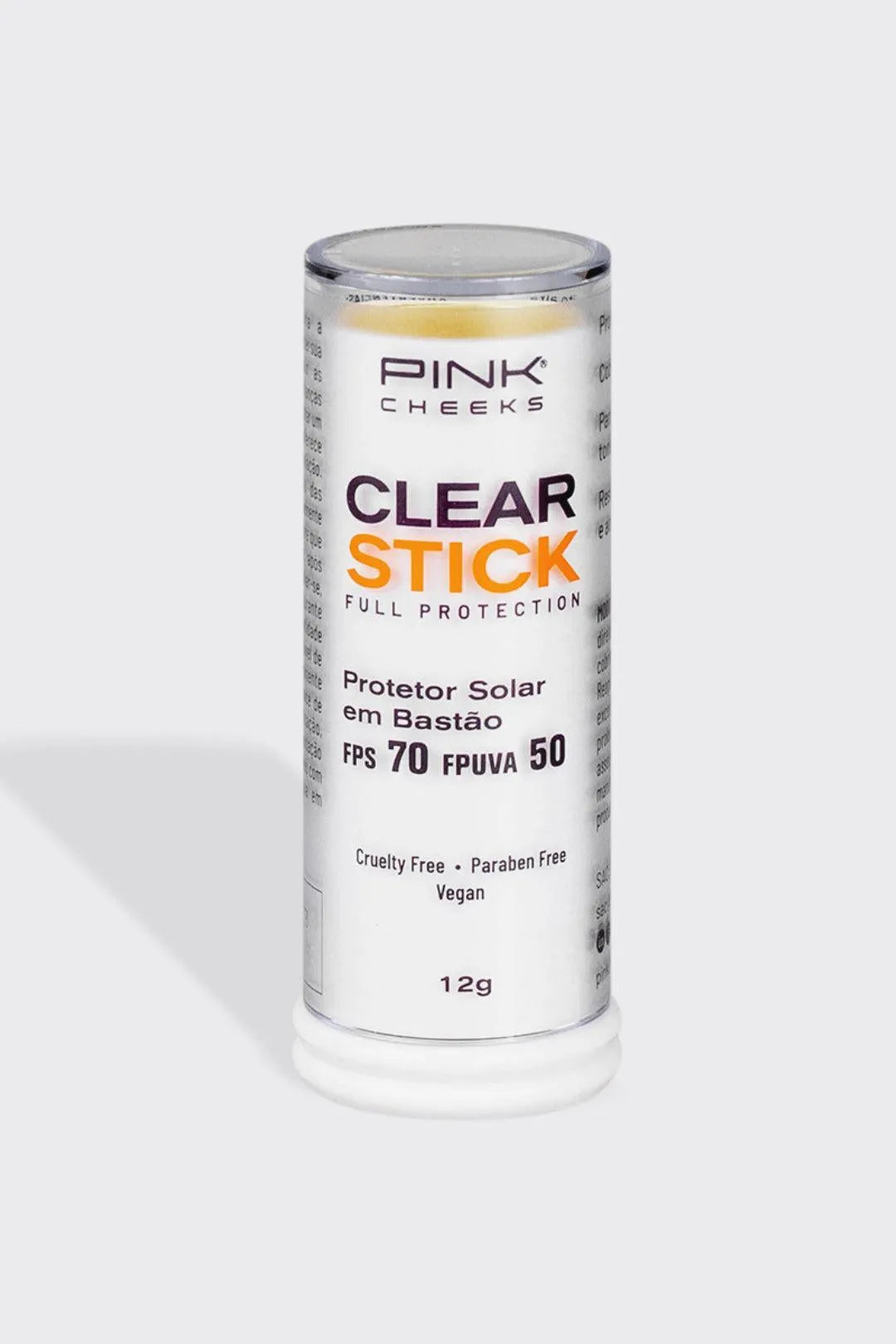 Clear Stick - Protetor Solar de altíssima proteção transparente FPS70 FPUVA50 12g - Pink Cheeks