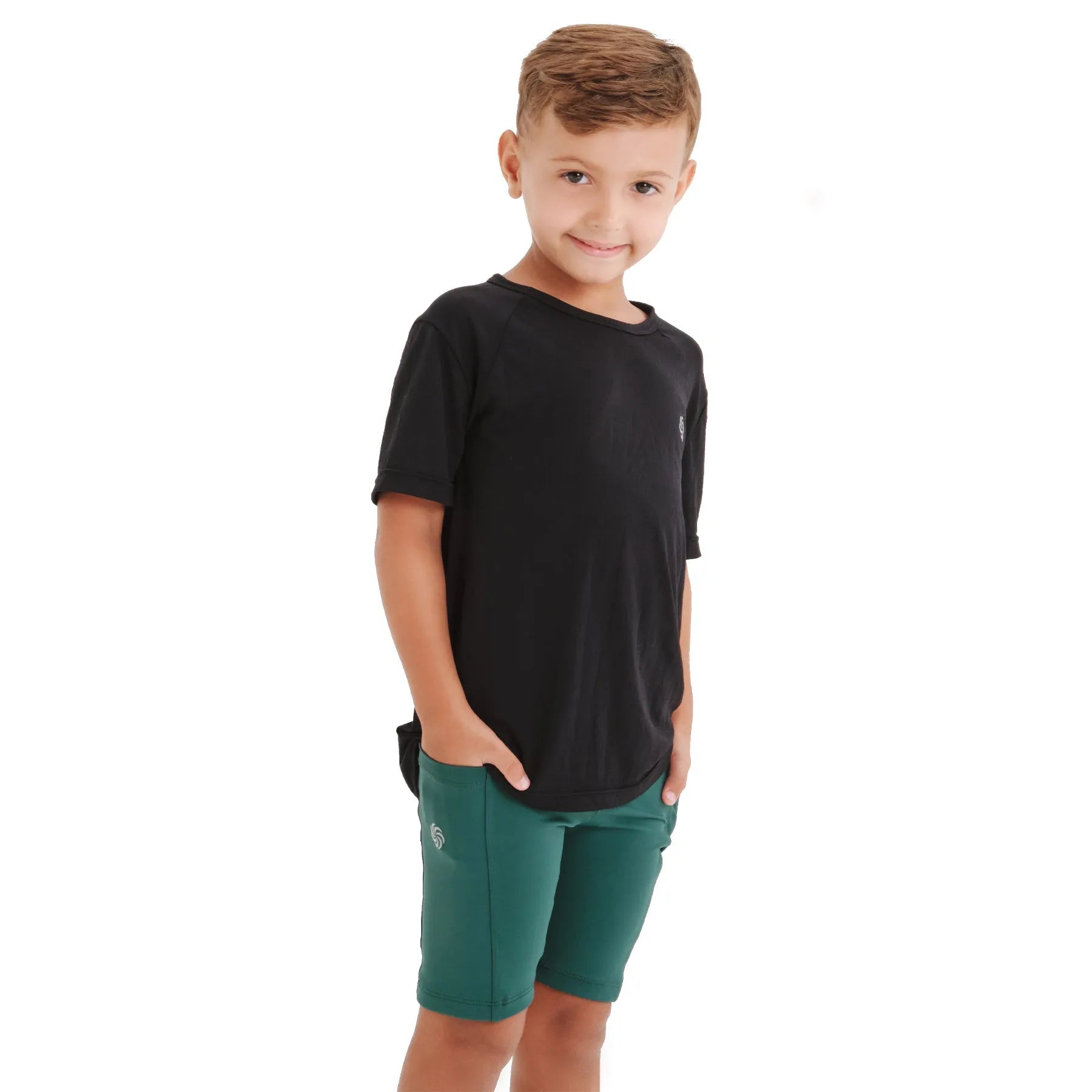 Bermuda de compressão com bolsos infantil total emana masculina folha