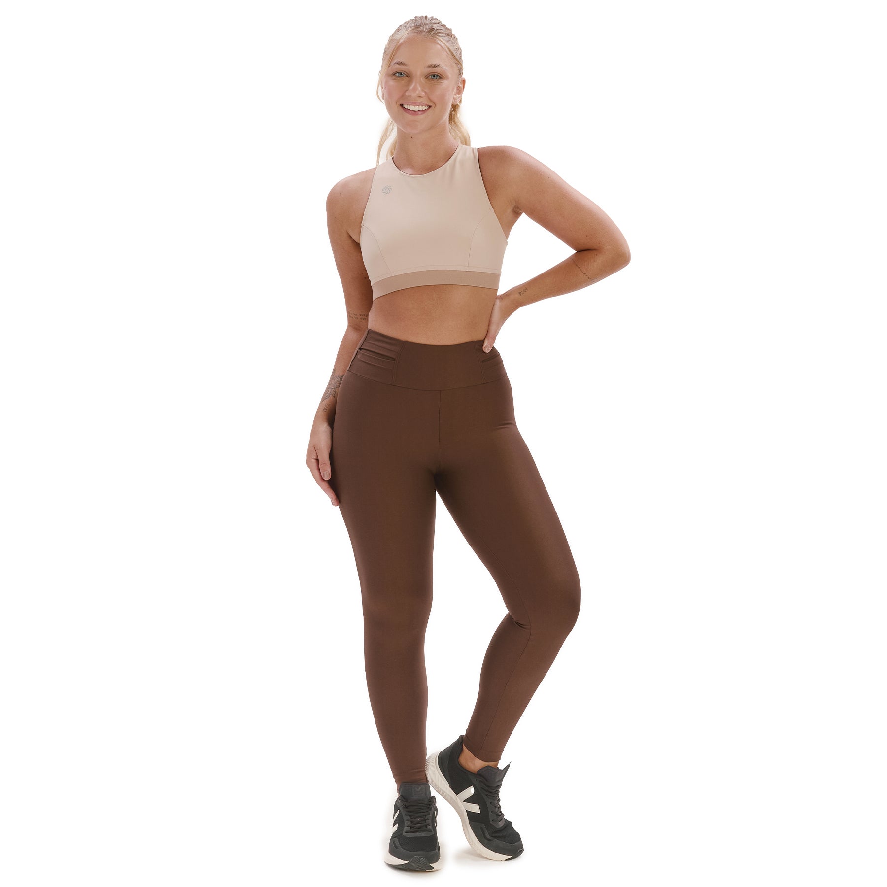 Calça de Compressão com Bolso 360º Total Emana Café